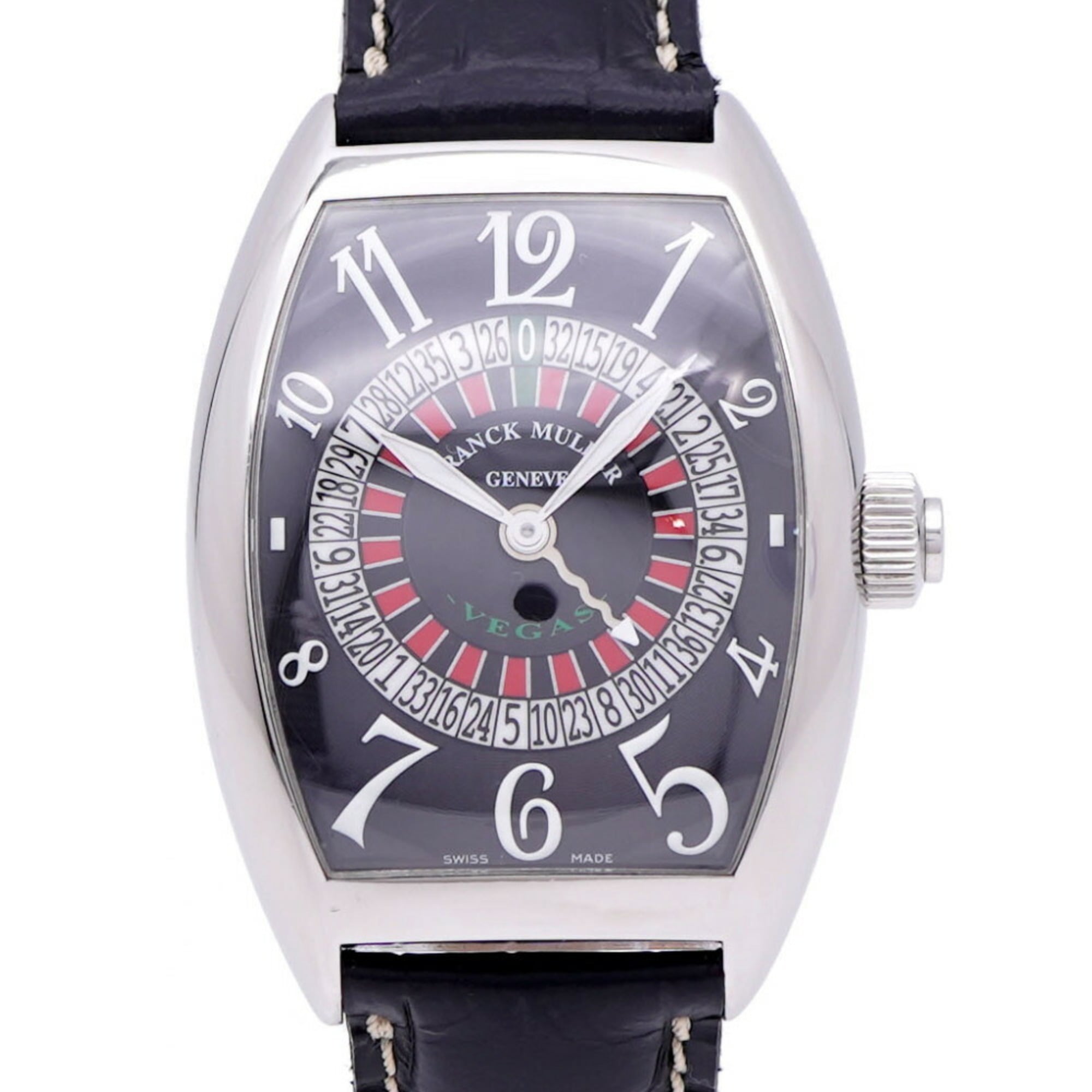 Franck Muller Vegas Roulette Big Face 8880VEGAS Automatic Watch SS/Embossed Leather Black Dial 0760FRANCK MULLER Men\'s