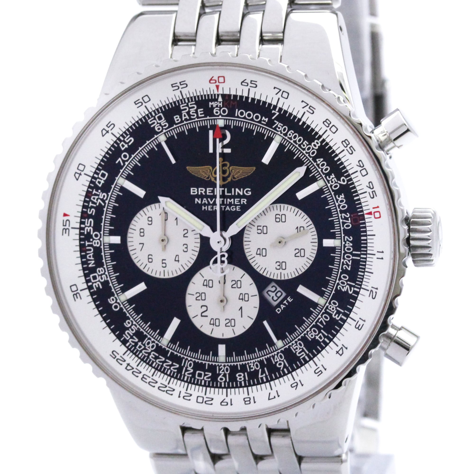 BREITLING Navitimer Heritage Steel Automatic Mens Watch A35340 Polished