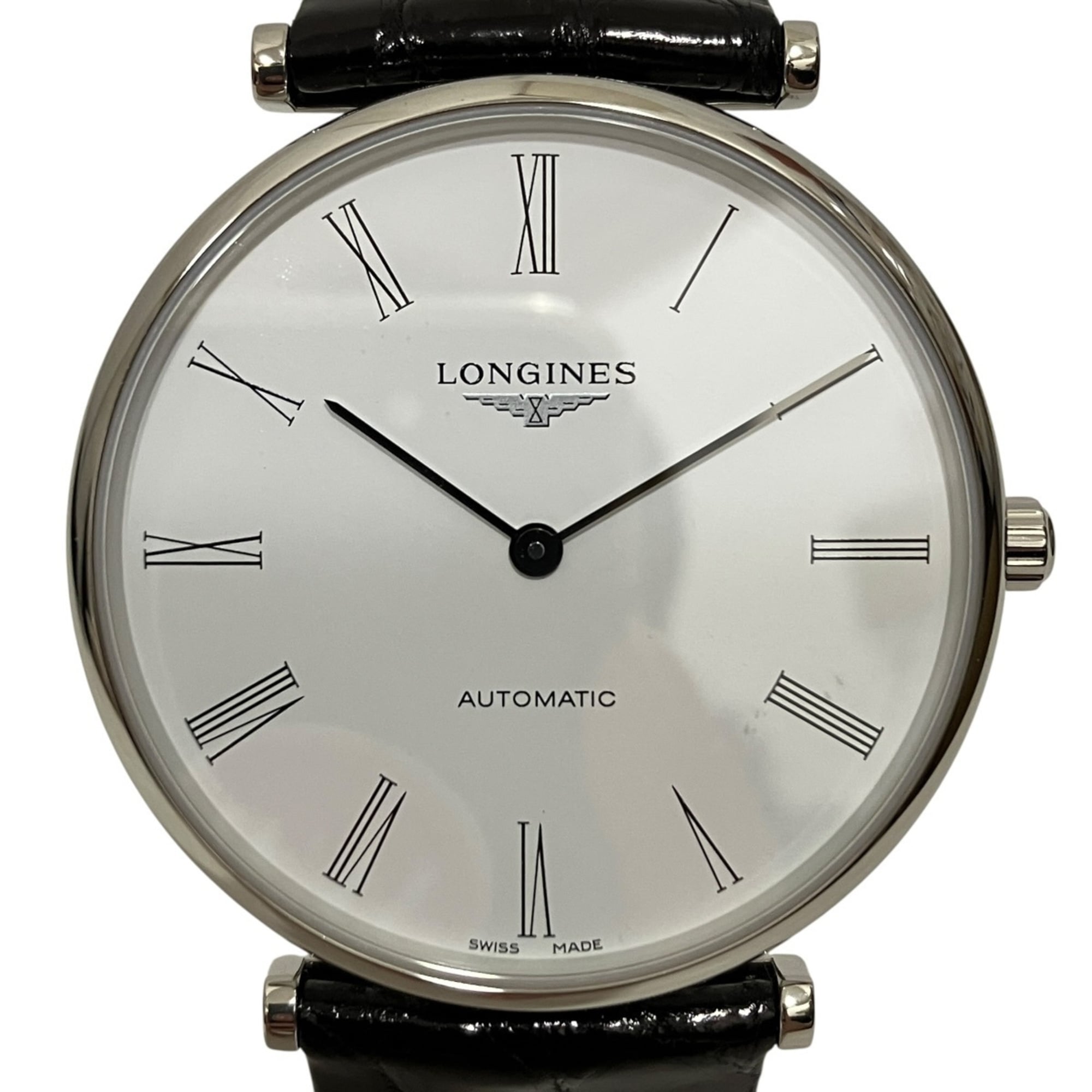 Longines La Grande Classique de watch, stainless steel, genuine leather strap, automatic movement, white dial, L4.918.4.11.2