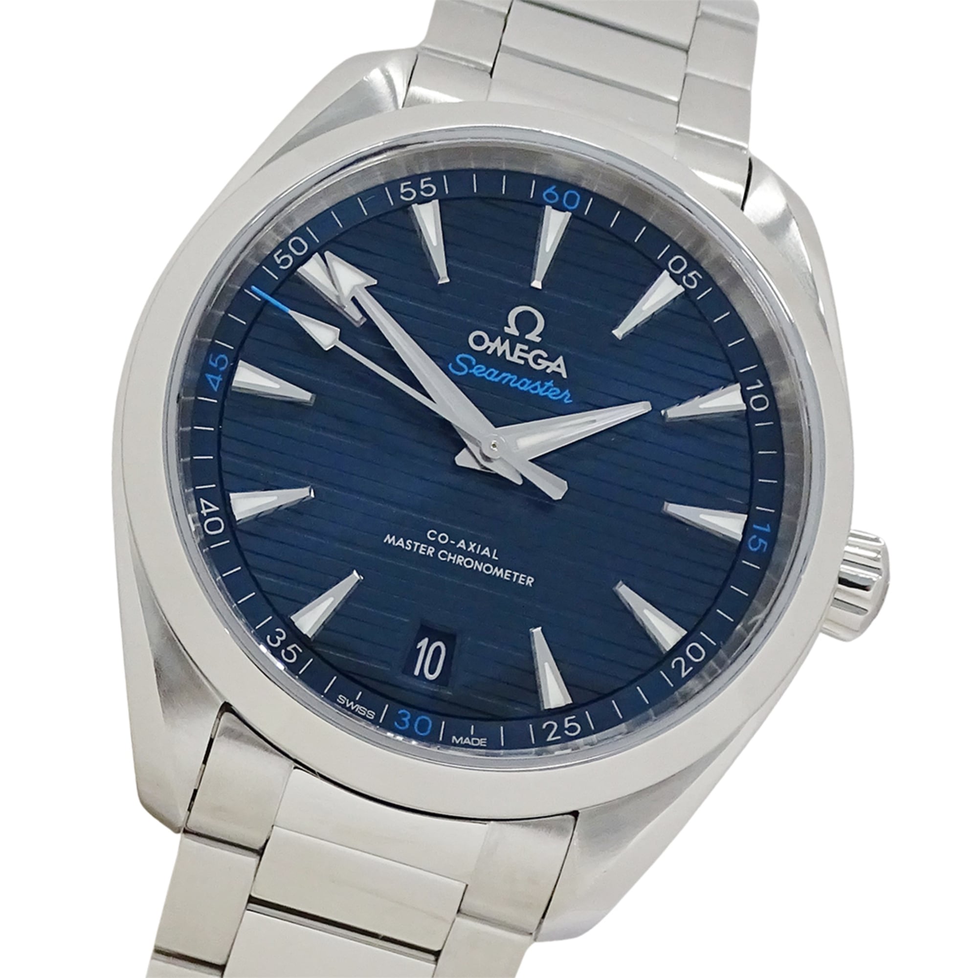 Omega Seamaster Aqua Terra 220.10.41.21.03.001 Men\'s Watch, Brand Name, Date, Automatic Movement, Stainless Steel (SS), Silver & Blue