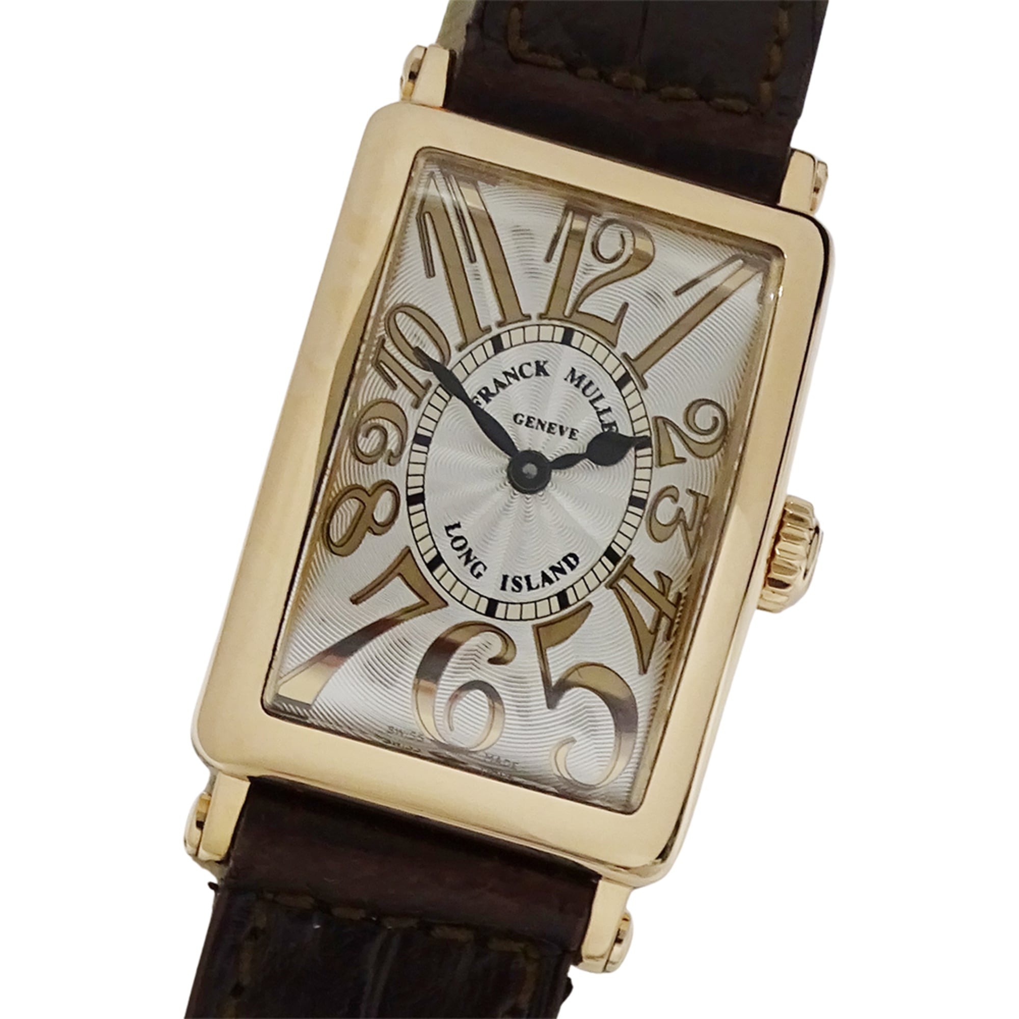 Franck Muller Long Island 902QZ Women\'s Watch, Brand, Quartz, 750PG, Pink Gold, Leather Strap, Square Frame