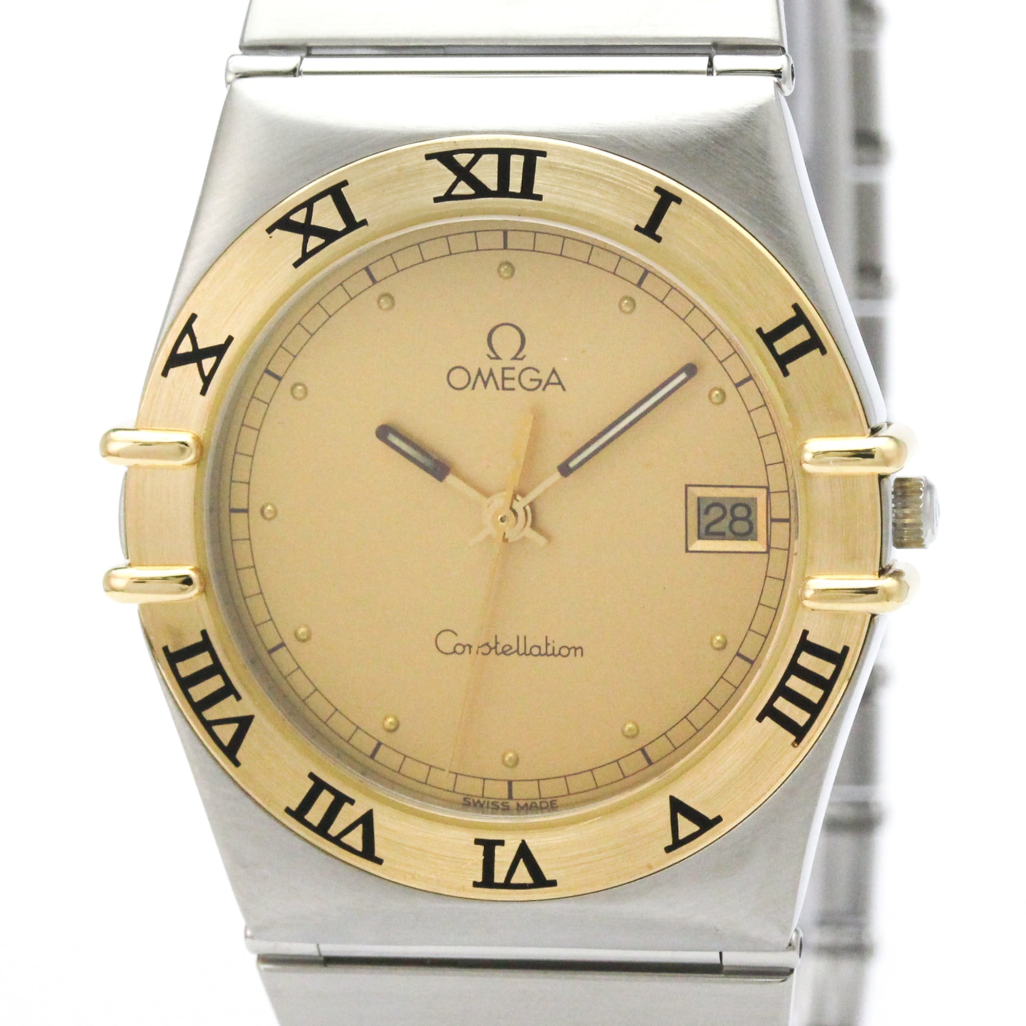 OMEGA Constellation 18K Gold Steel Quartz Mens Watch 396.1080 Polished