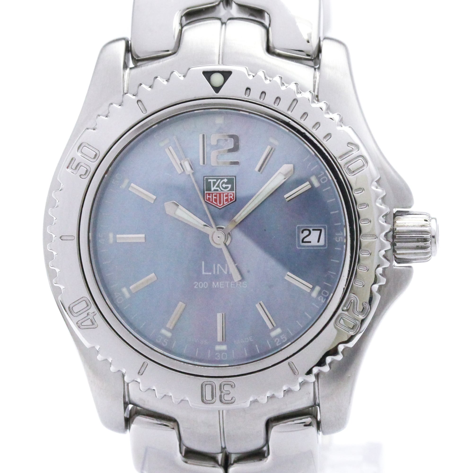 TAG HEUER Link Blue MOP Dial Steel Quartz Ladies Watch WT121L Polished
