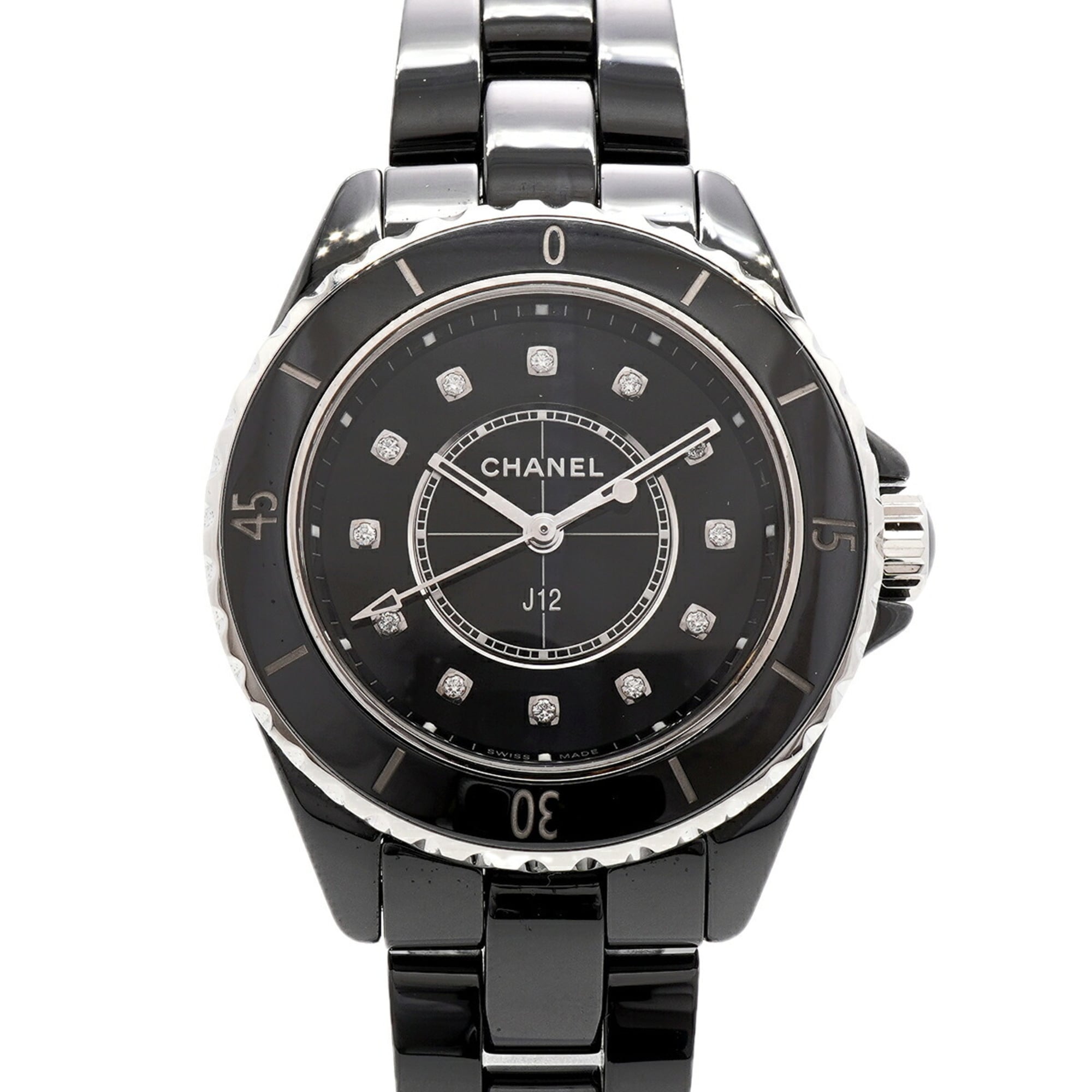 Chanel J12 12P Diamond H5701 Black Dial Women\'s Watch