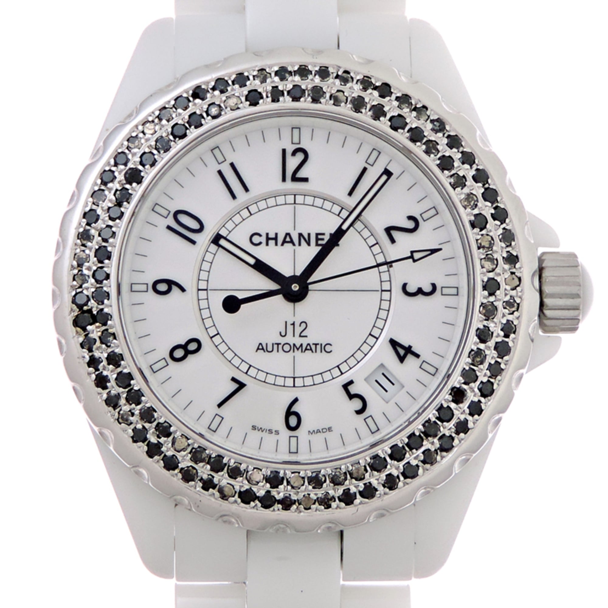 Chanel J12 38MM Bezel with Black Diamonds, Women\'s Watch H0970
