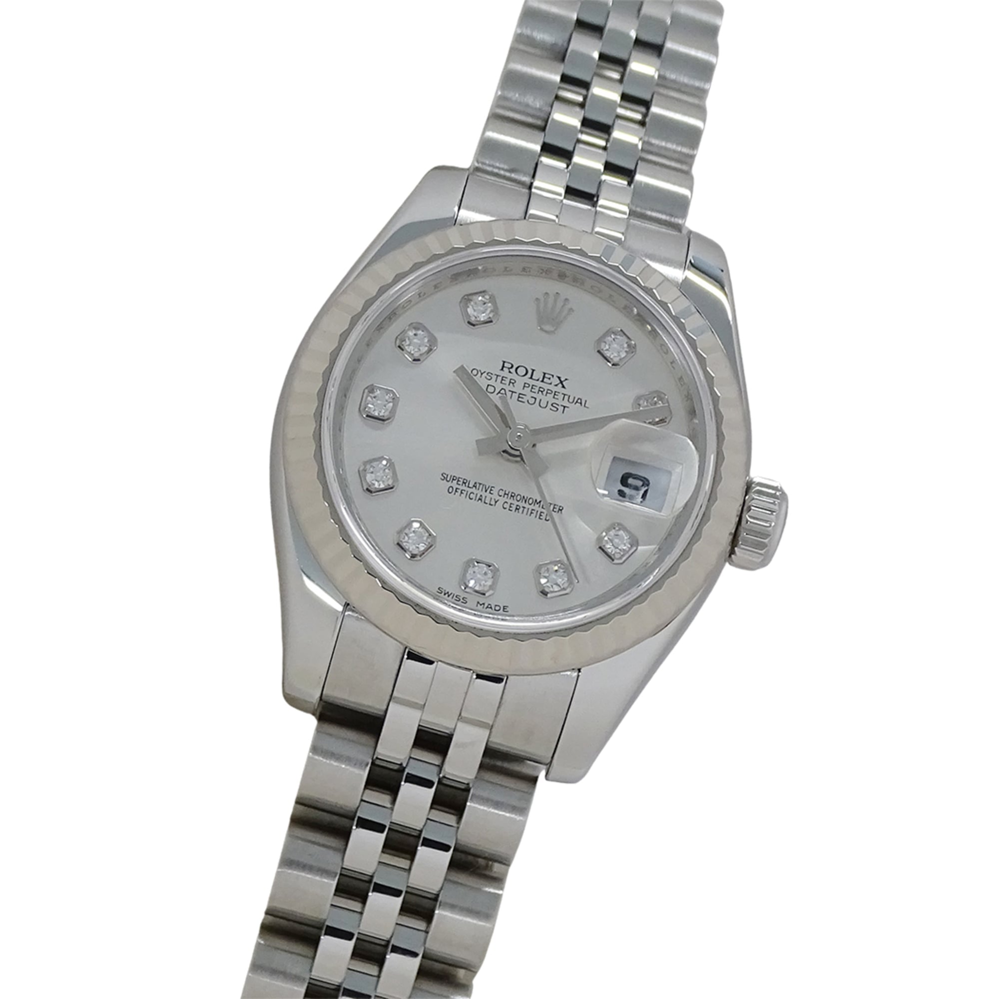 Rolex Datejust 179174G M-serial, Ladies\' Watch, Brand Name, 10P Diamonds, Automatic Movement, Stainless Steel (SS), White Gold (WG), Silver