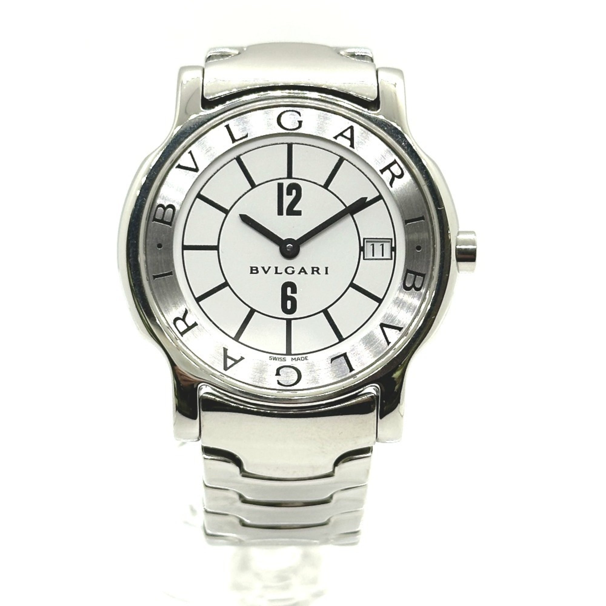 BVLGARI ST35S Solotempo Quartz Date Watch, Stainless Steel, Men\'s, Silver