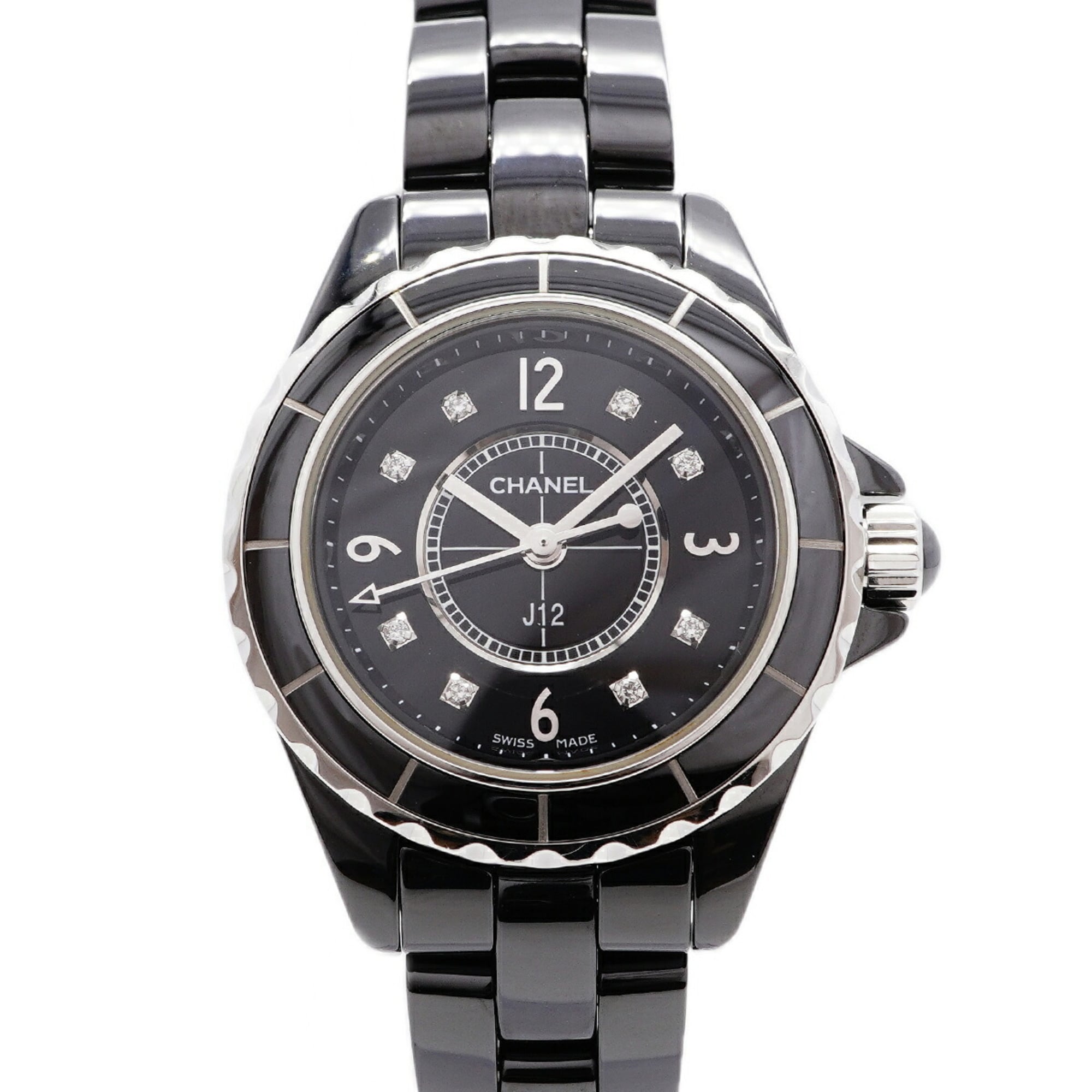 Chanel J12 Diamond H2569 Black Dial Women\'s Watch