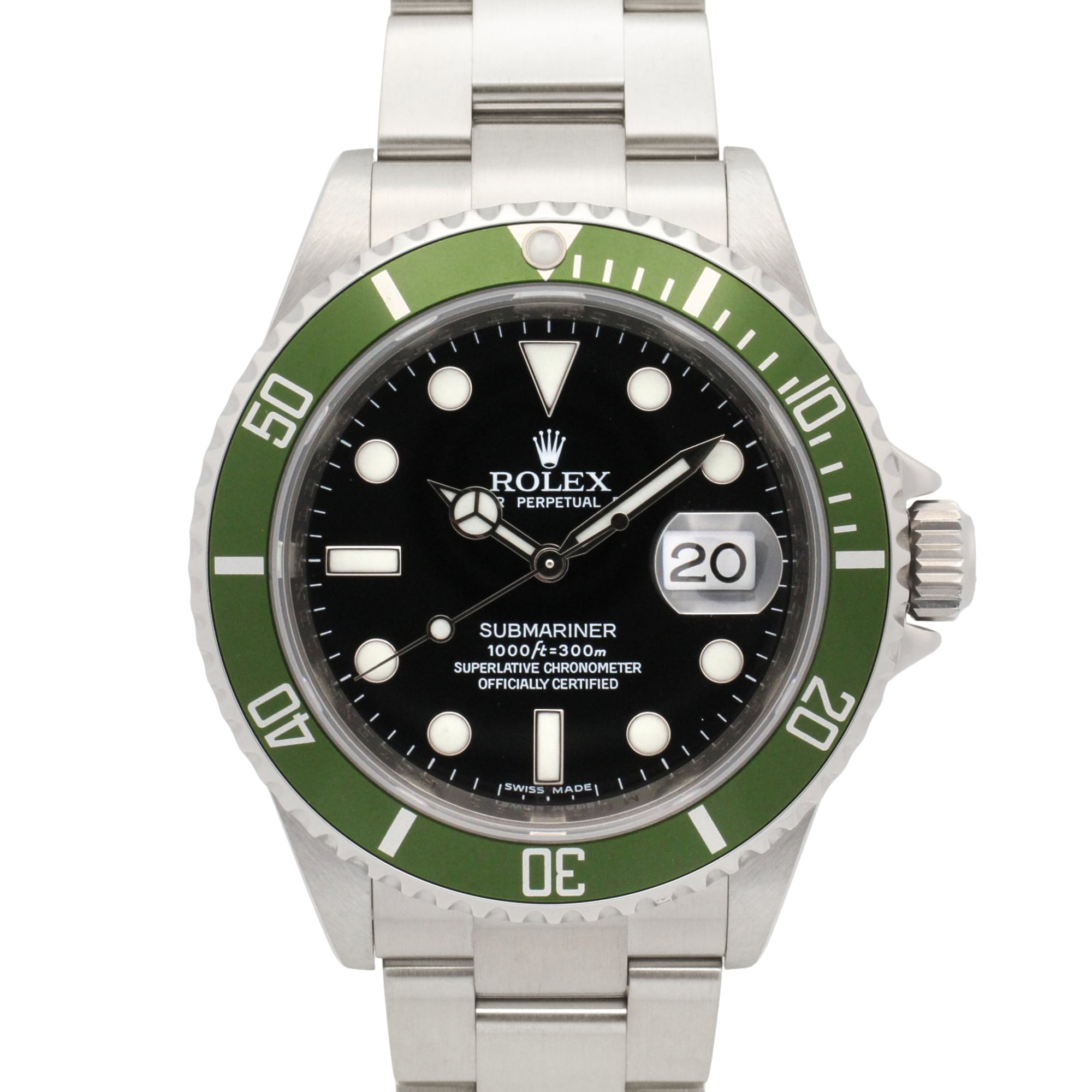 Rolex Submariner M-series watch, stainless steel, men\'s, black, 16610LV