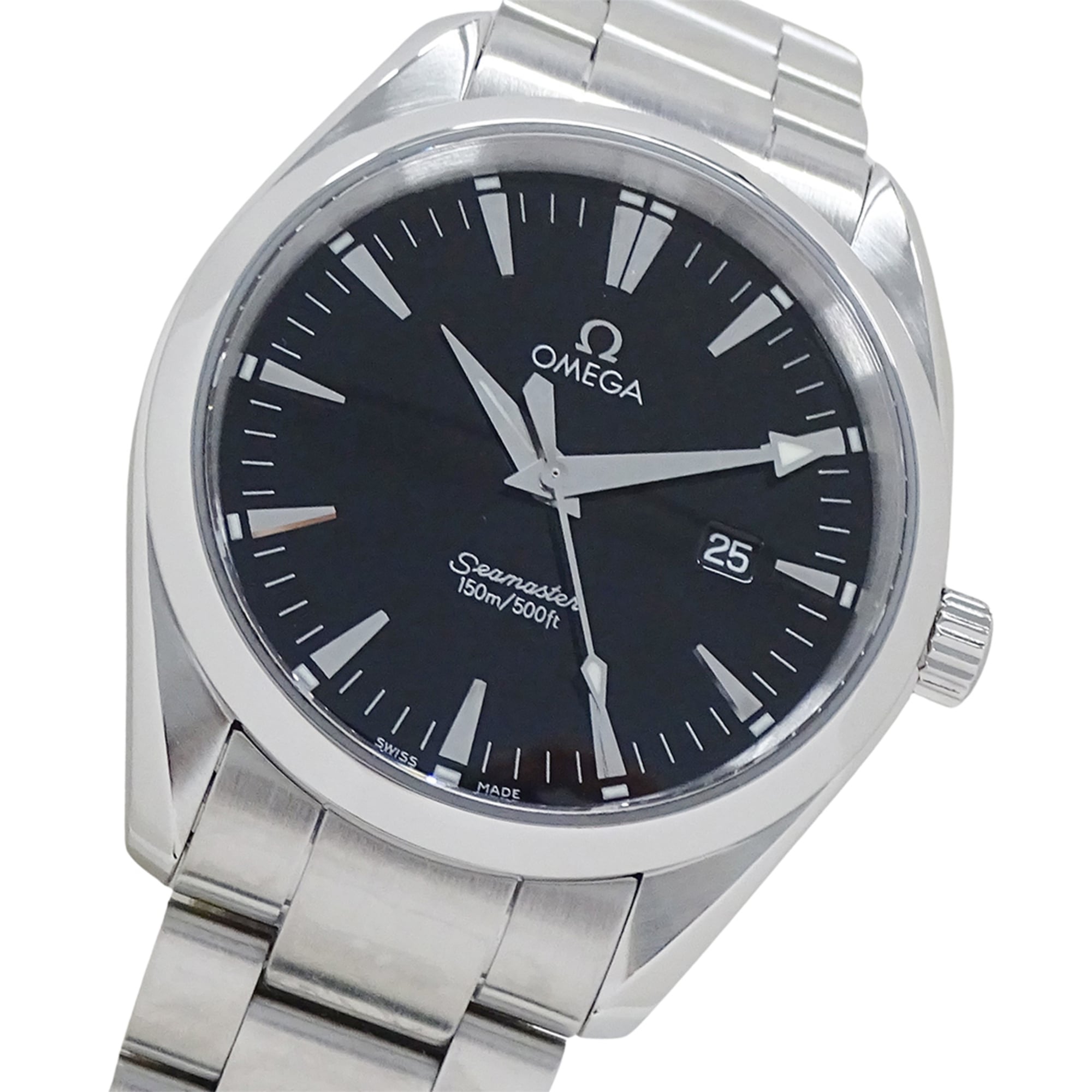 Omega Seamaster Aqua Terra 2517.50 Men\'s Watch, Brand Name, Date, Quartz, Stainless Steel (SS), Silver, Black
