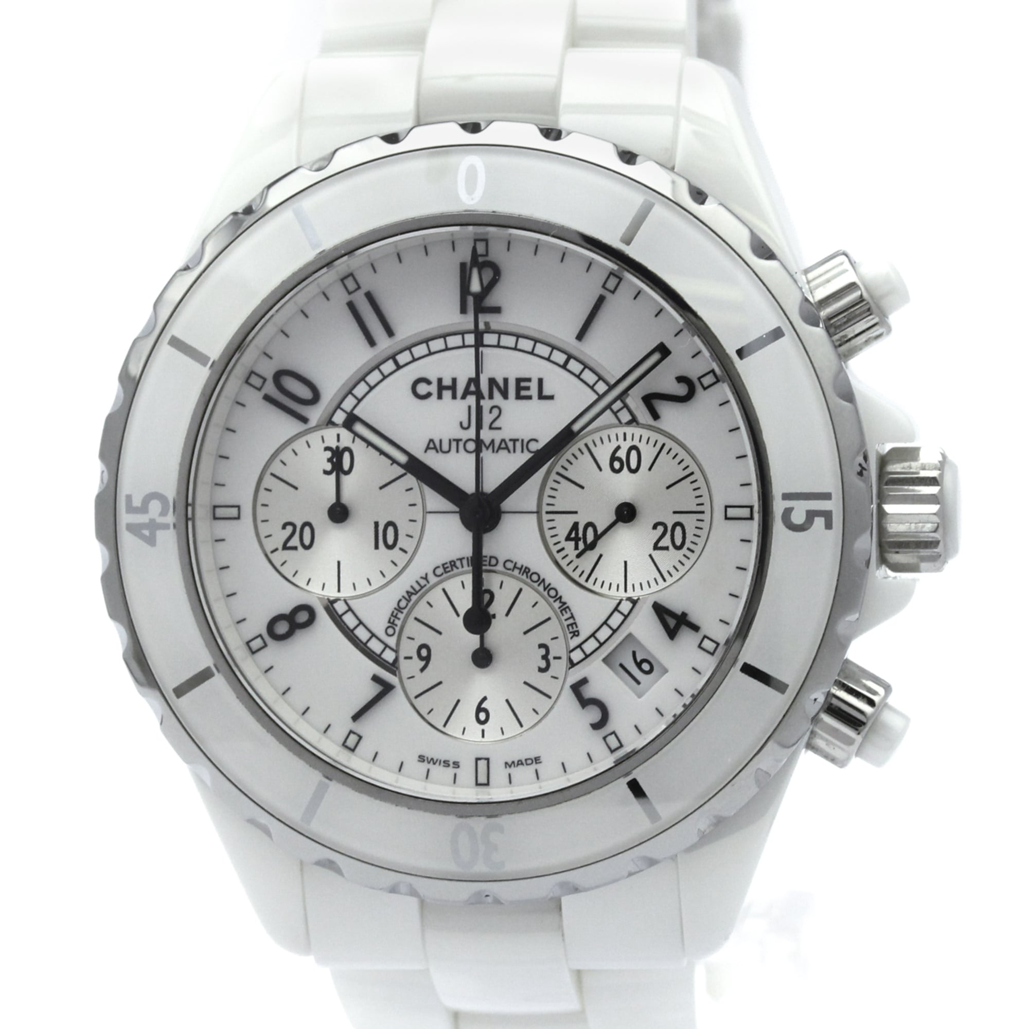 CHANEL J12 Chronograph Ceramic Automatic Mens Watch H1007 Polished