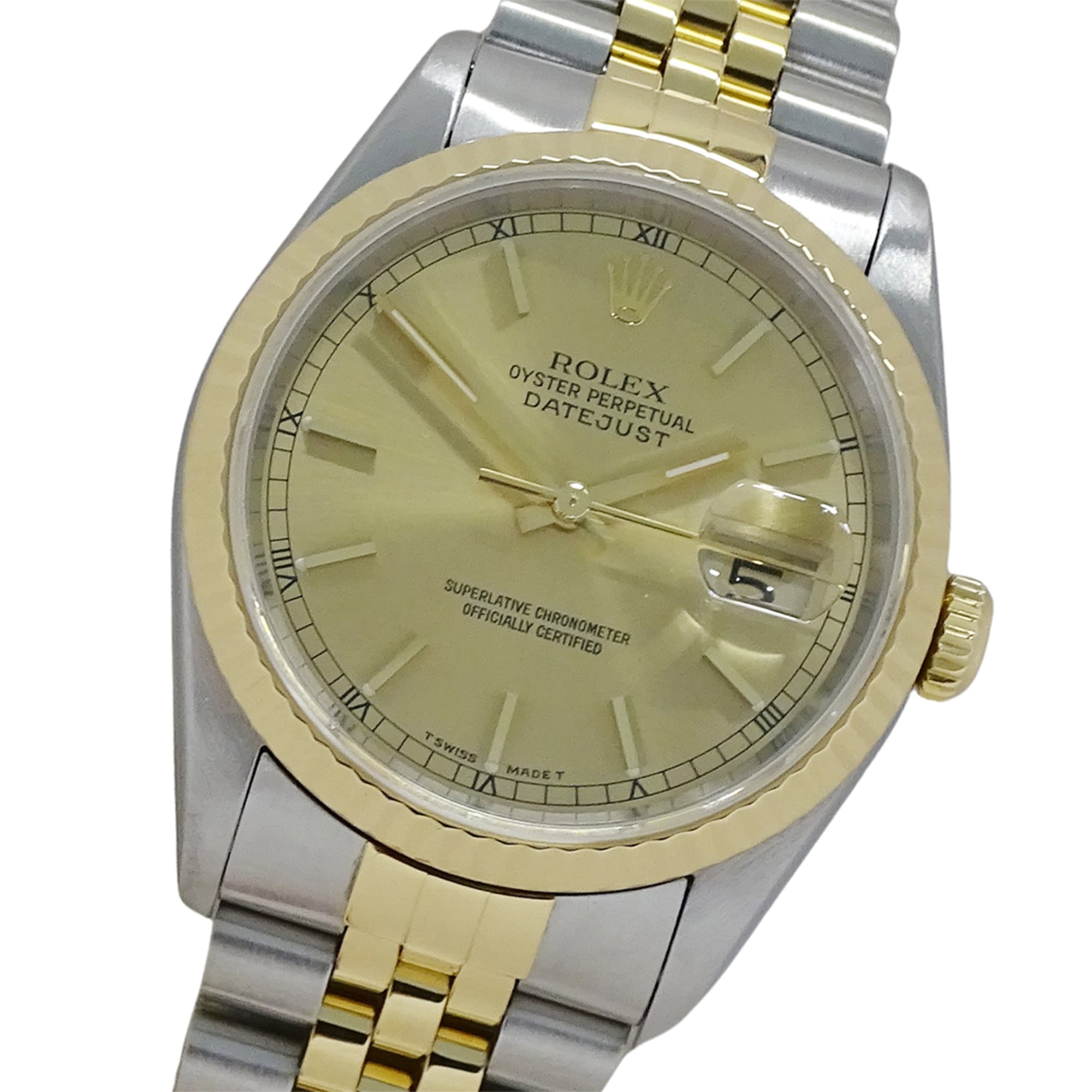 Rolex Datejust 16233 T-serial Men\'s Watch, Brand Name, Automatic Movement, Stainless Steel (SS) and Gold (YG) Combination
