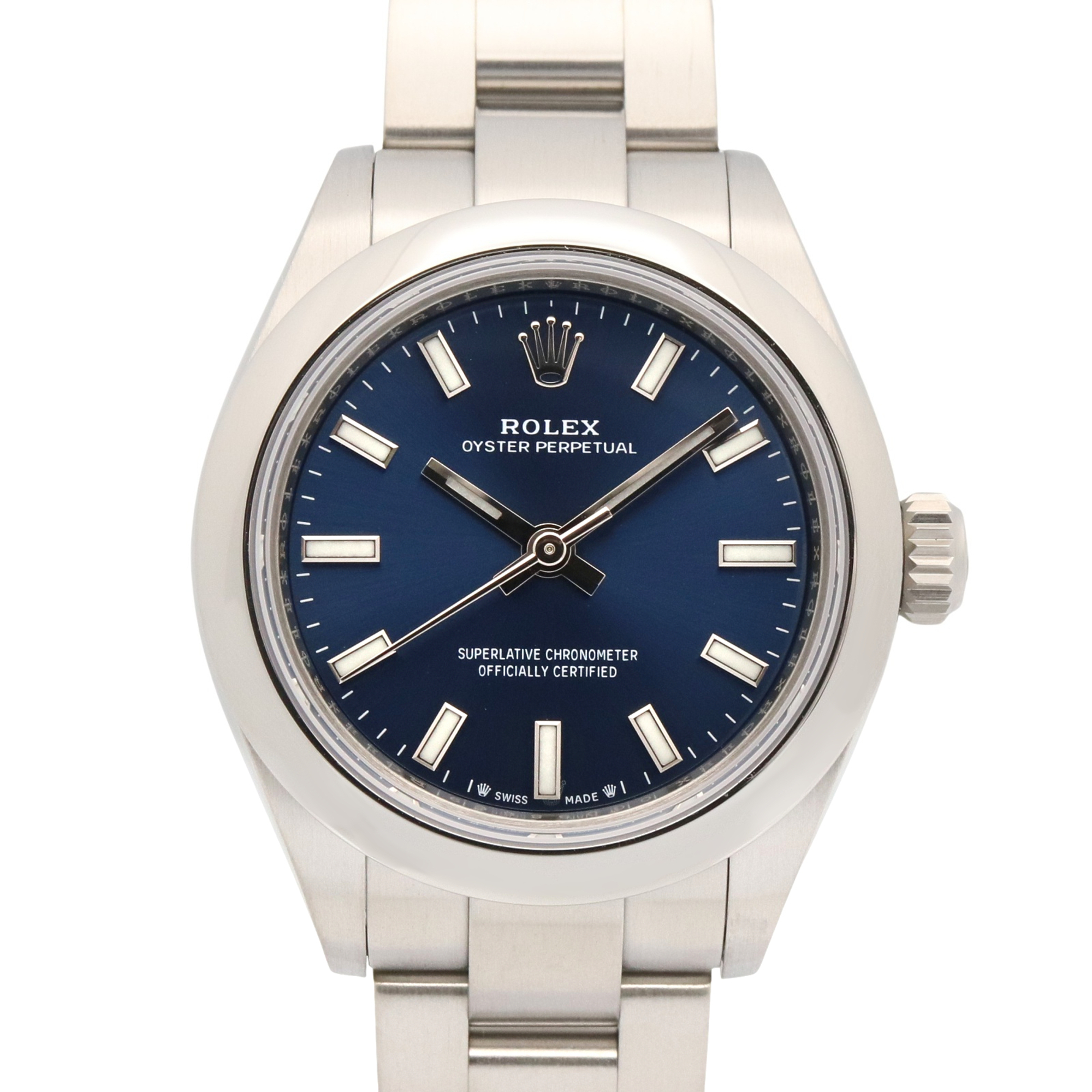 Rolex Oyster Perpetual Random Serial Number Watch, Stainless Steel, Ladies, Blue Tone, Bar, 276200