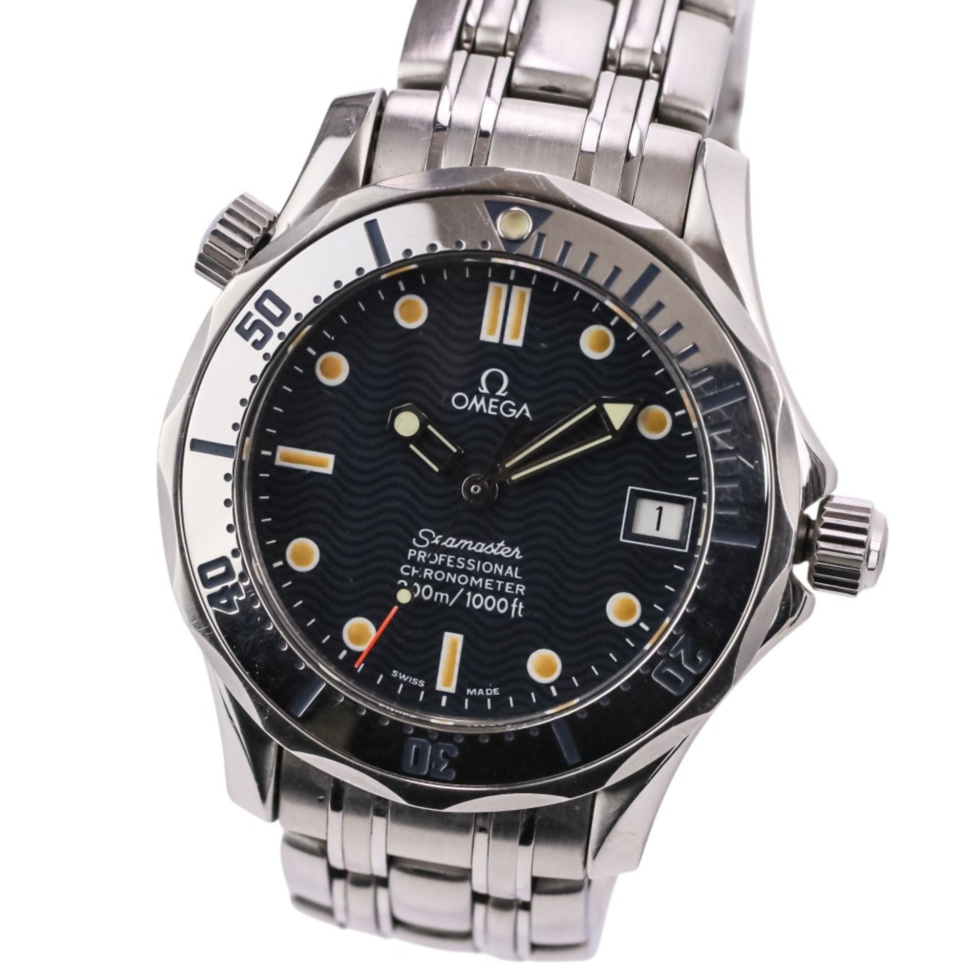 OMEGA Seamaster Professional Chronometer Automatic Watch, Navy Dial, 2552 80, Boys\' Size, Silver Color, Men\'s