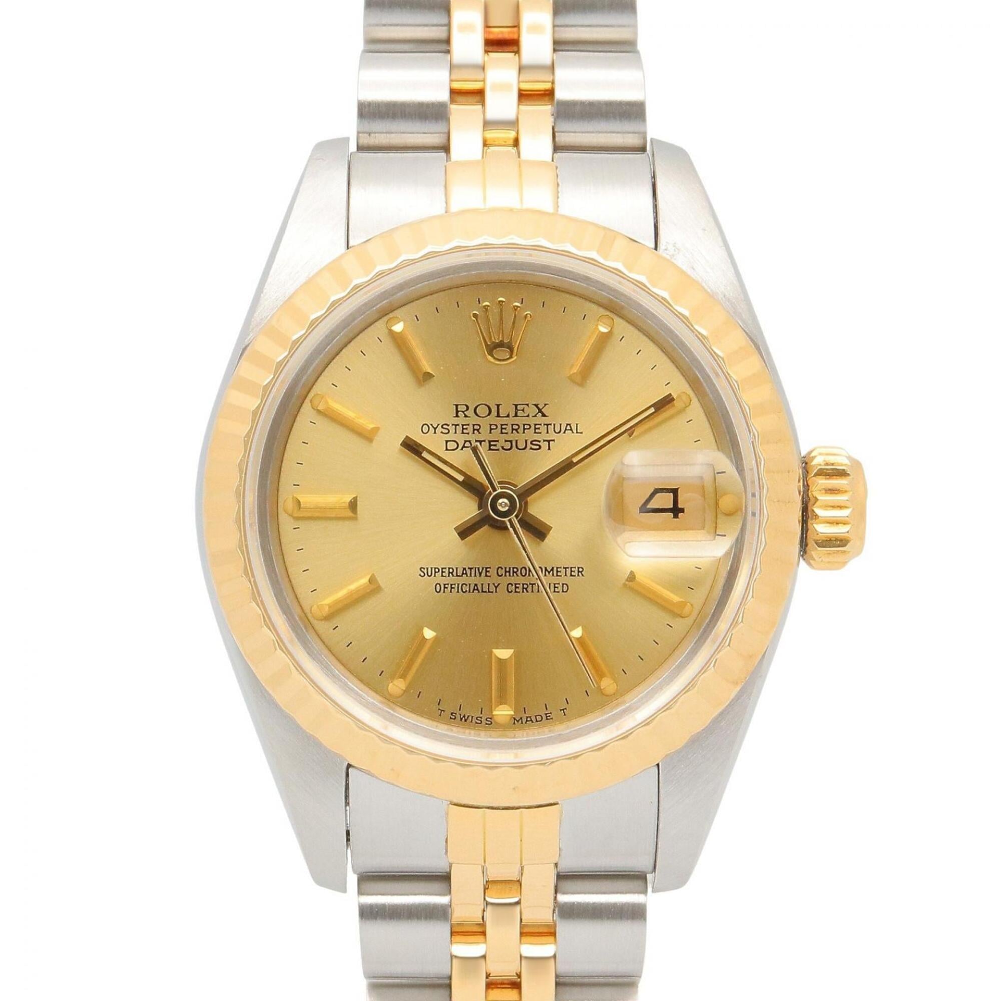 Rolex Datejust 90 Champagne Bar Watch, 18K (Yellow Gold) Stainless Steel, Ladies\', Gold Tone, 69173