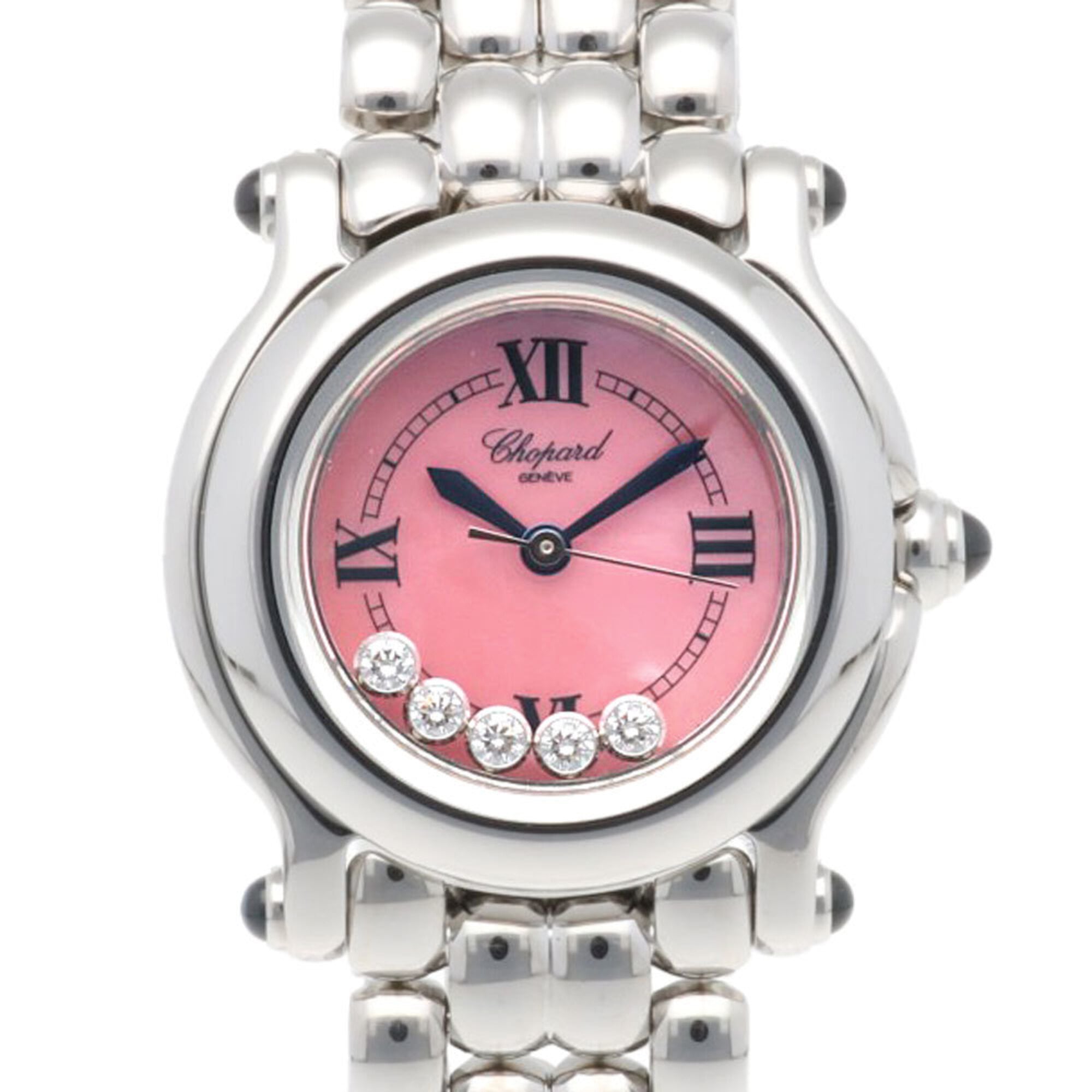 Chopard Happy Sport Wristwatch, Stainless Steel 8245 Quartz, Polished, Ladies\', Moving Diamonds, Pink Mother-of-Pearl.