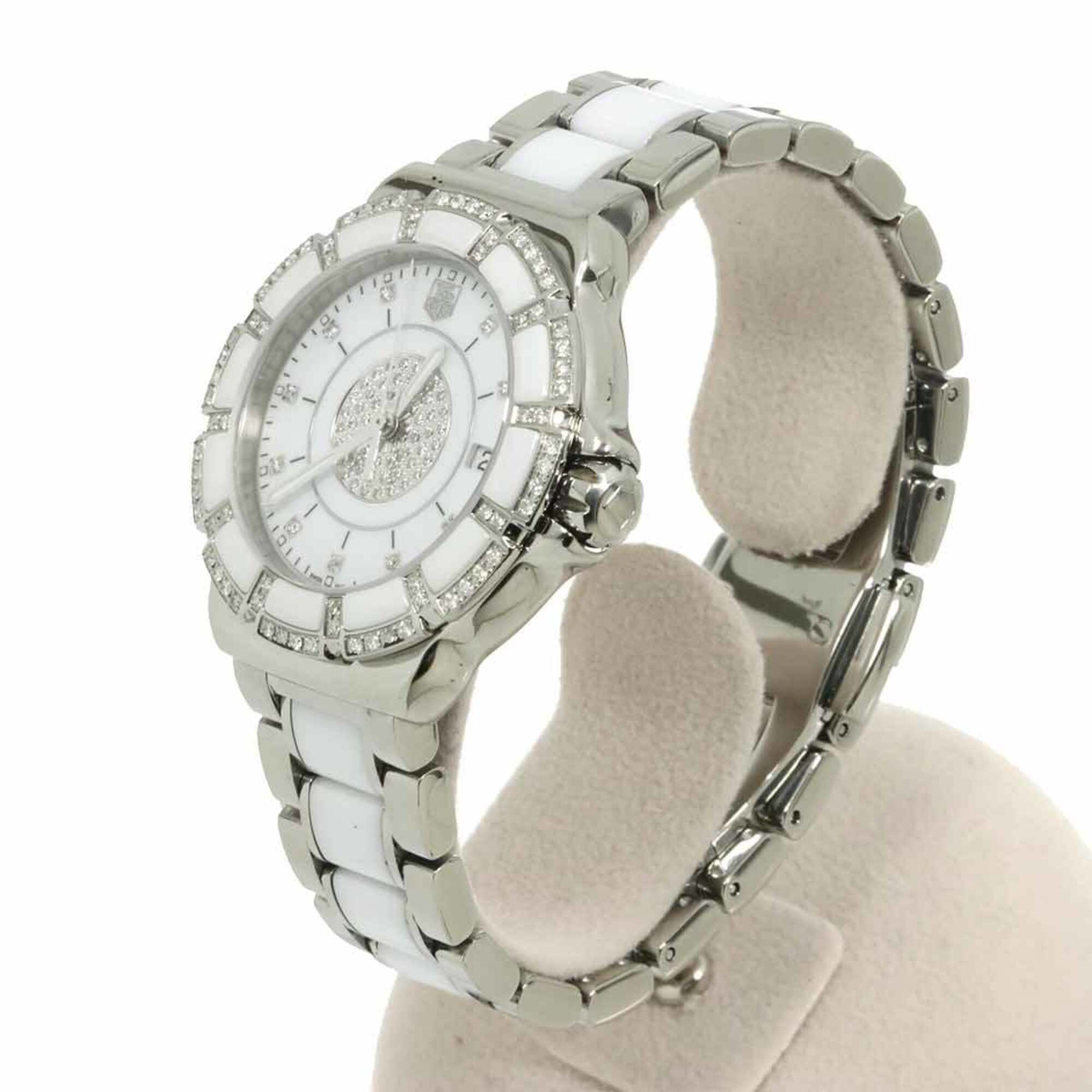 TAG Heuer Formula 1 WAH121D 10P Diamond Ladies Watch, Date, Bezel, White Ceramic Quartz Watch
