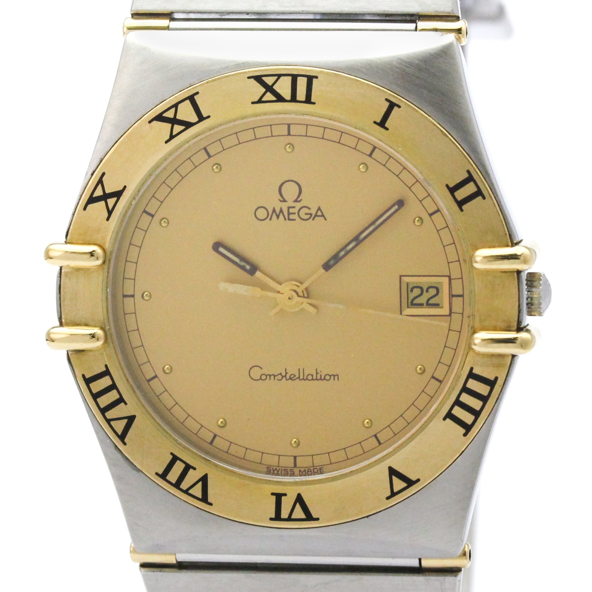 OMEGA Constellation 18K Gold Steel Quartz Mens Watch 396.1080 Polished