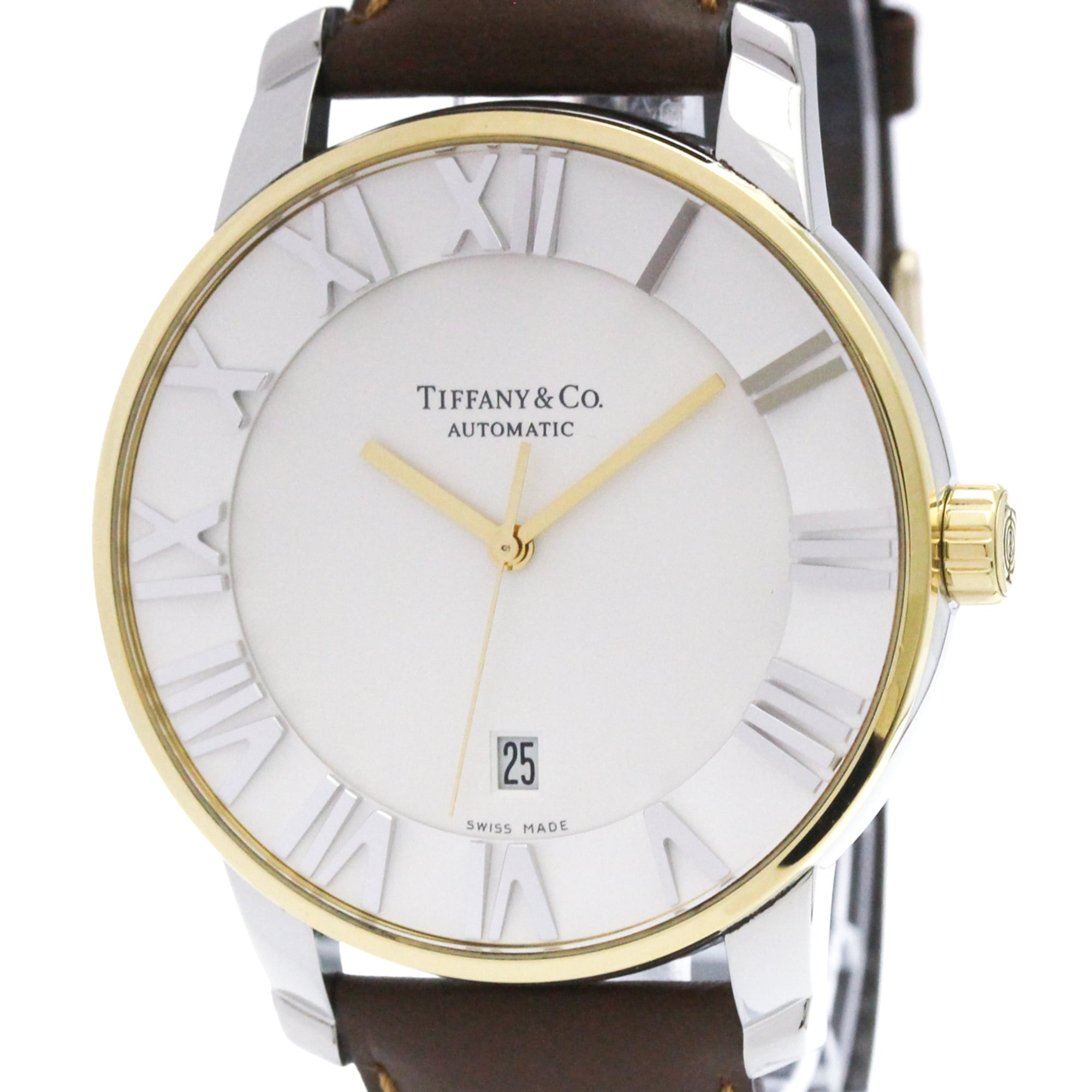 TIFFANY Atlas Dome Gold Plated Steel Automatic Mens Watch Z1800.68.15A21A00A Polished