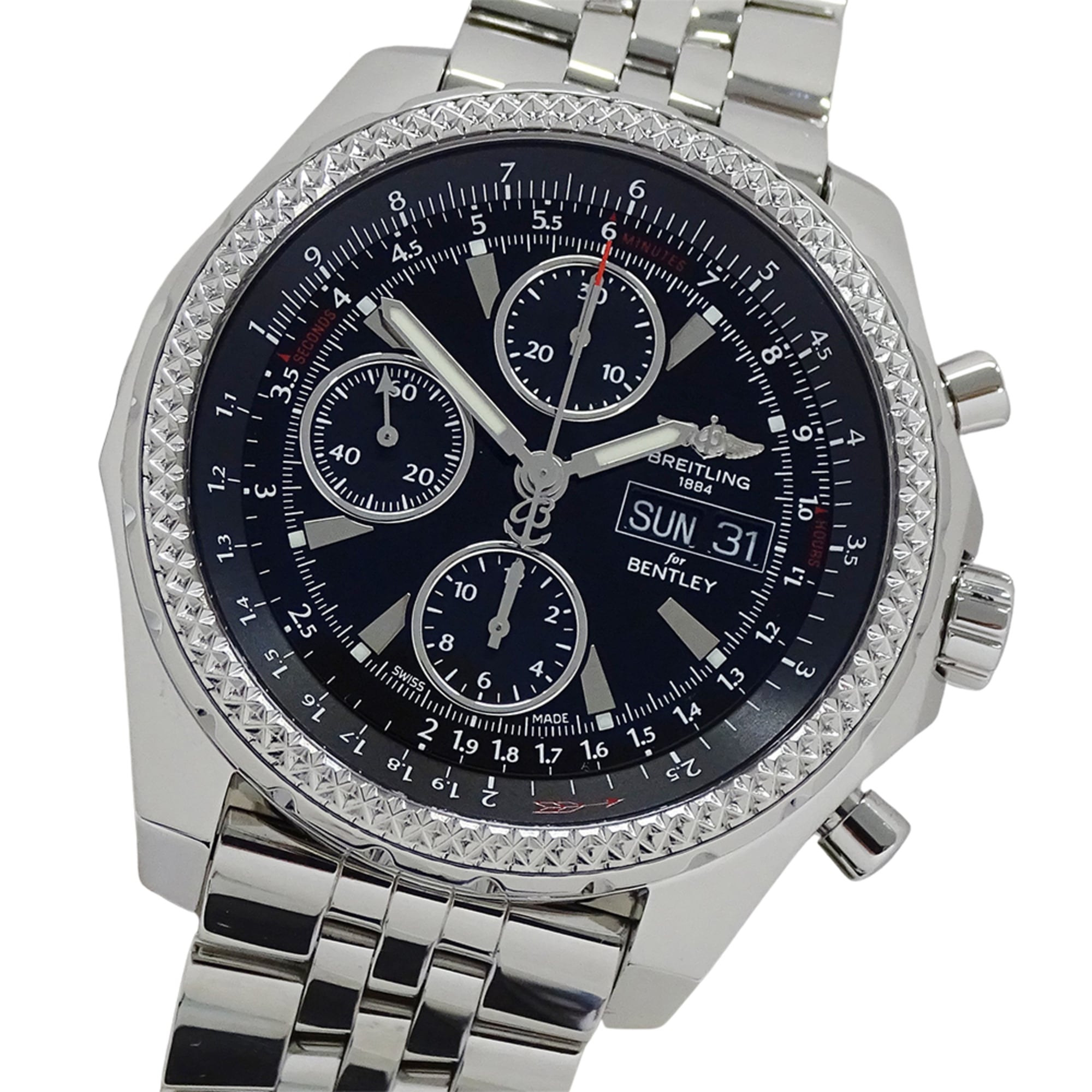Breitling Bentley GT A13362 Men\'s Watch, Brand, Chronograph, Automatic, Stainless Steel (SS), Silver, Black
