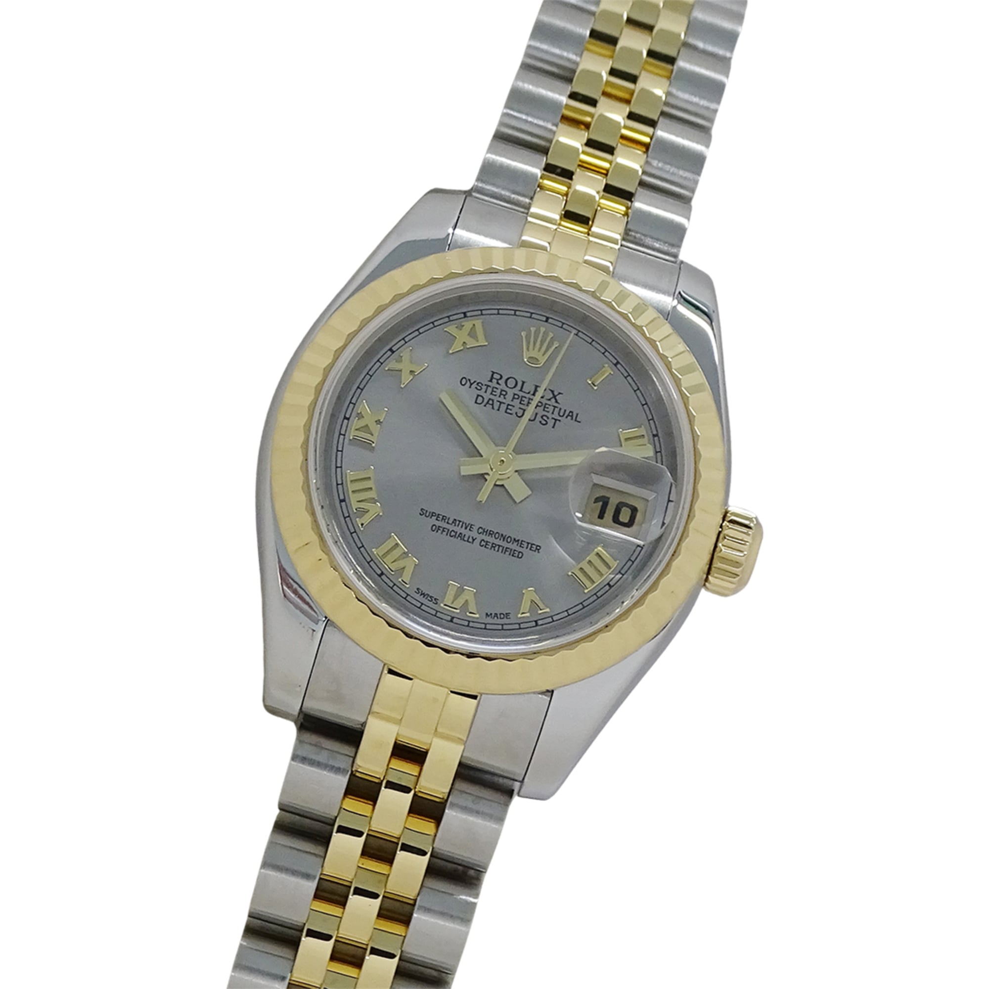 Rolex Datejust 179173 F-serial, Ladies\' Automatic Watch, Stainless Steel (SS), Gold (YG), and Gray Tone.