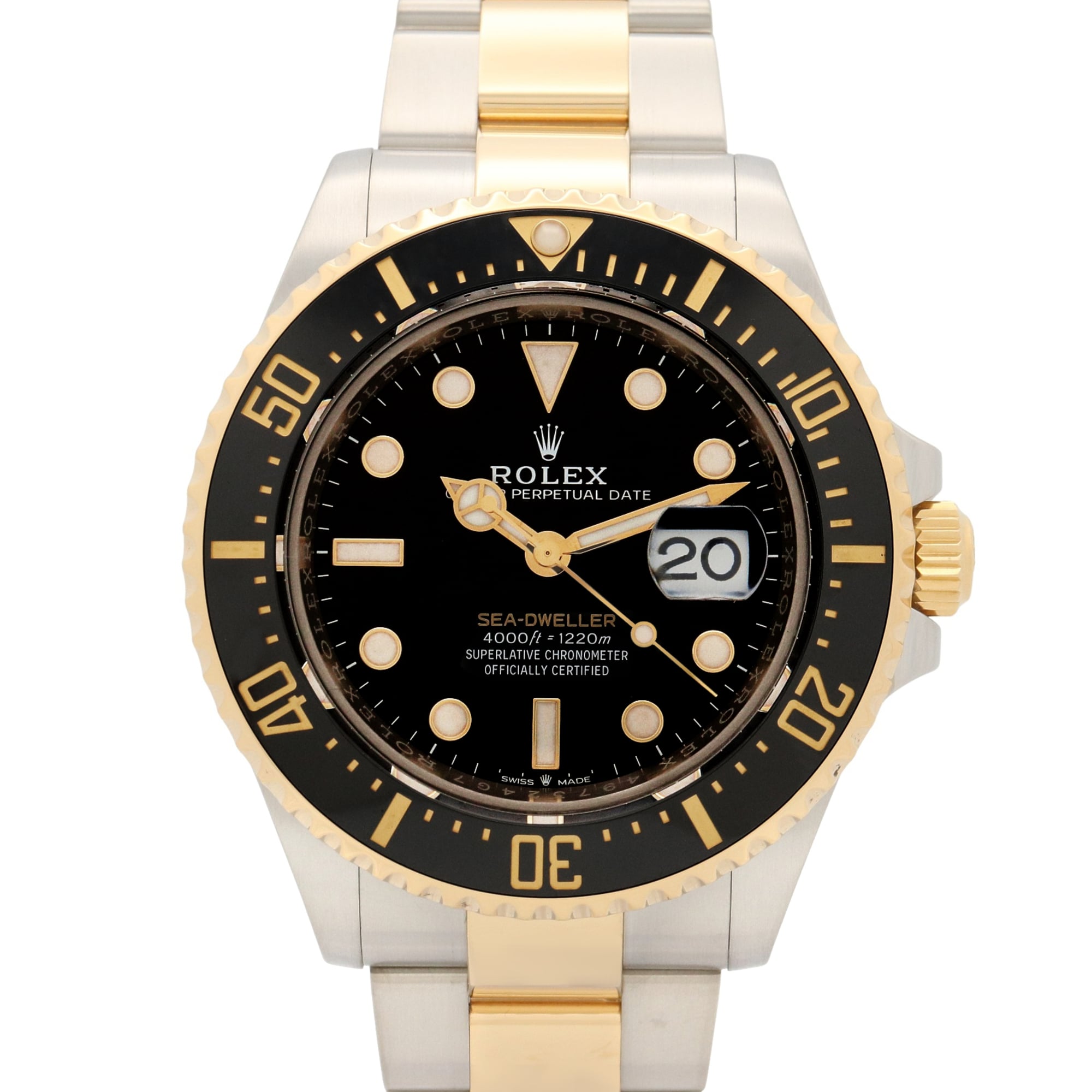 Rolex Sea-Dweller Random Serial Number Watch, 18K (Yellow Gold) Stainless Steel, Men\'s, Black, 126603