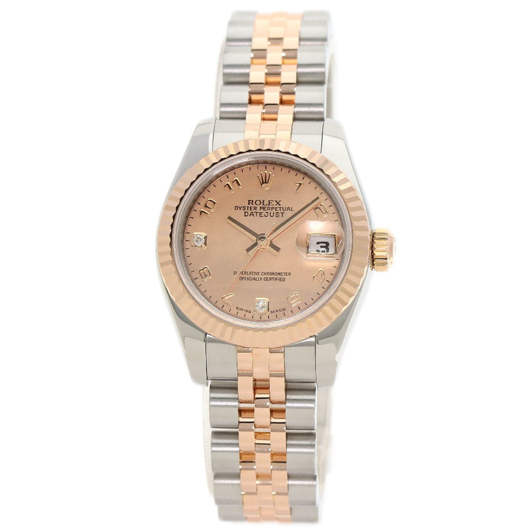 Rolex 179171N2BR Datejust 2P Diamond Gold Dust Watch Stainless Steel SSxK18PG Everose Ladies ROLEX