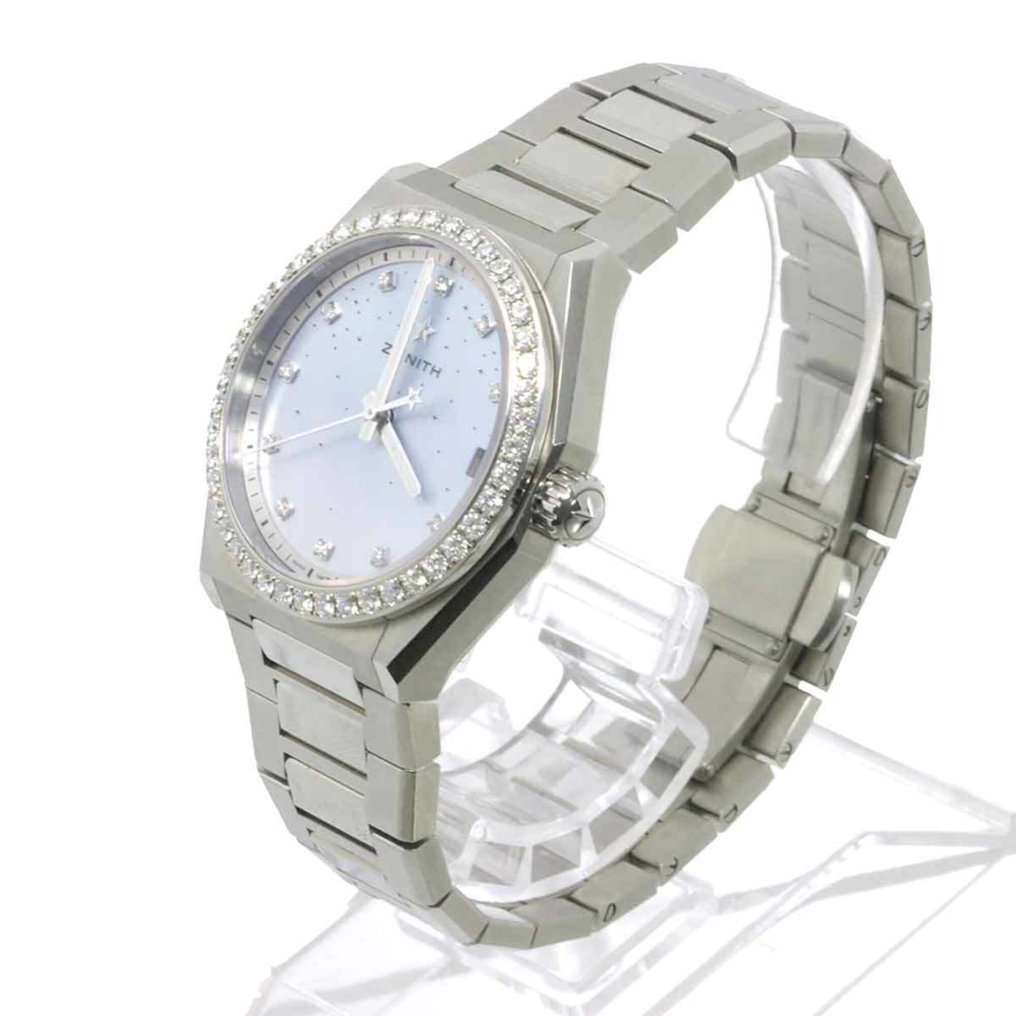 Zenith Defy Midnight 16 9200 670 Diamond Bezel Ladies\' Watch Date 11P White Mother-of-Pearl Automatic