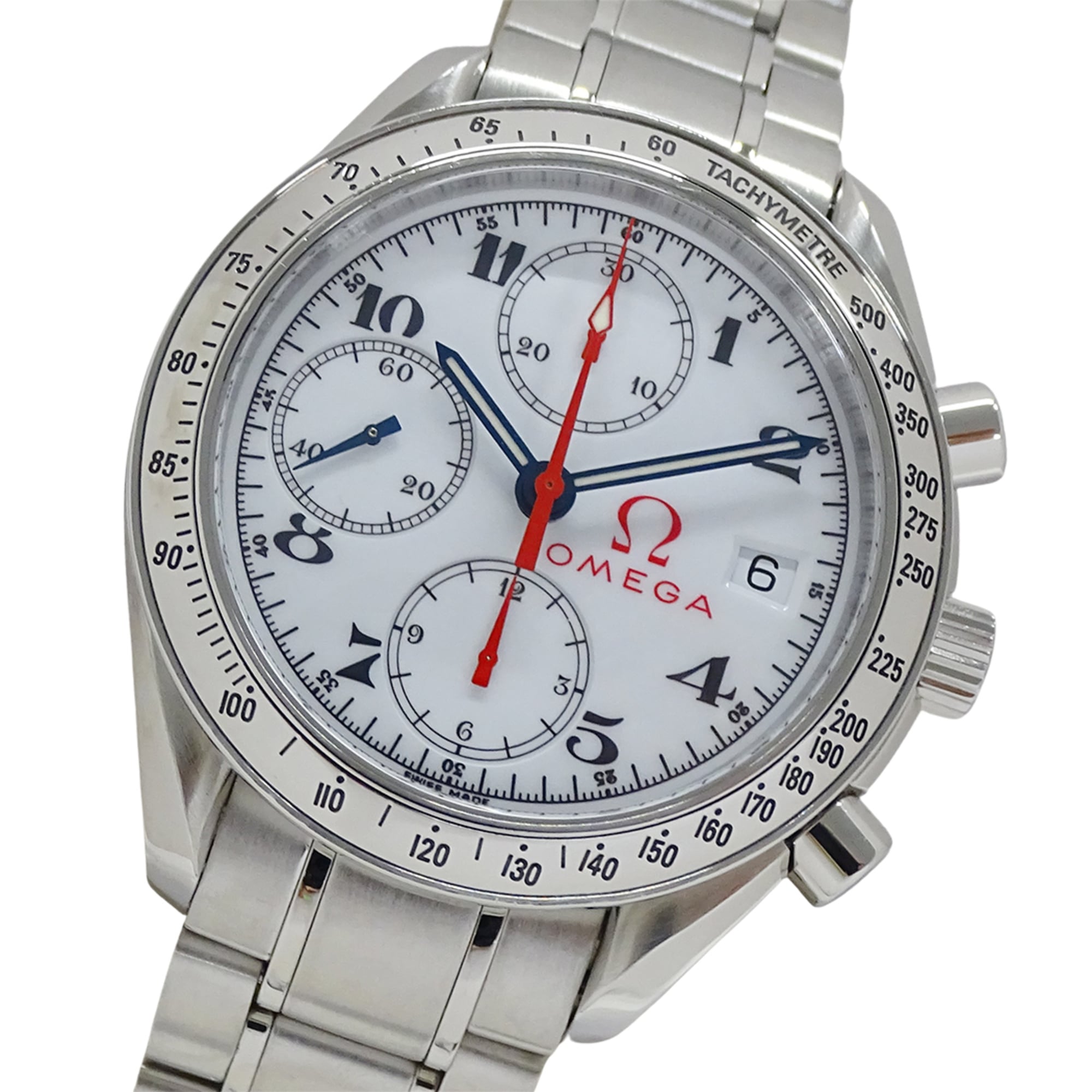 Omega Speedmaster 3515.20 Men\'s Watch, Brand Name, Date, Chronograph, Olympic Limited Edition, Silver & White