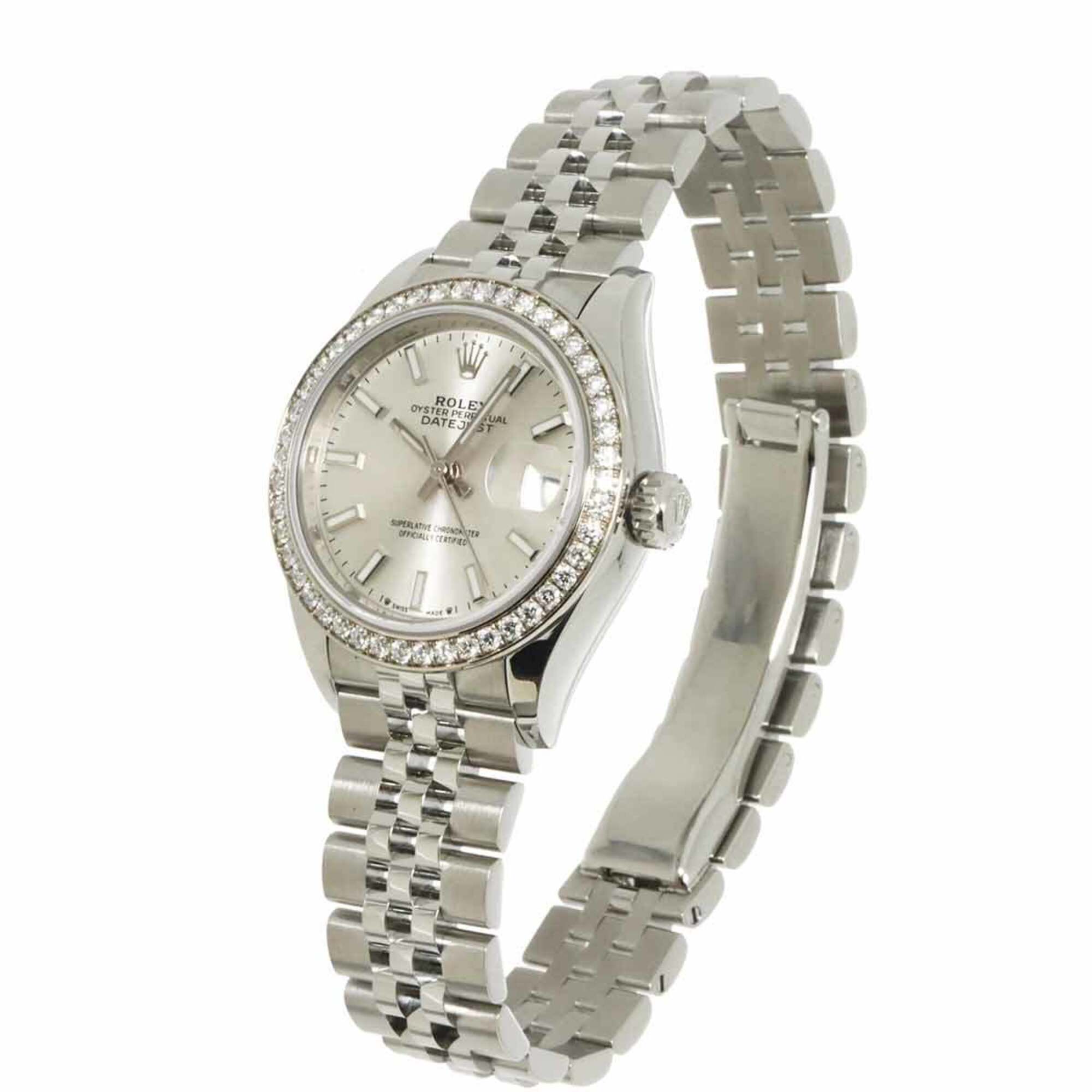 Rolex Datejust 279384RBR Random Serial Number Roulette Bezel Diamond Ladies Watch Silver 18KWG White Gold Automatic Self-winding