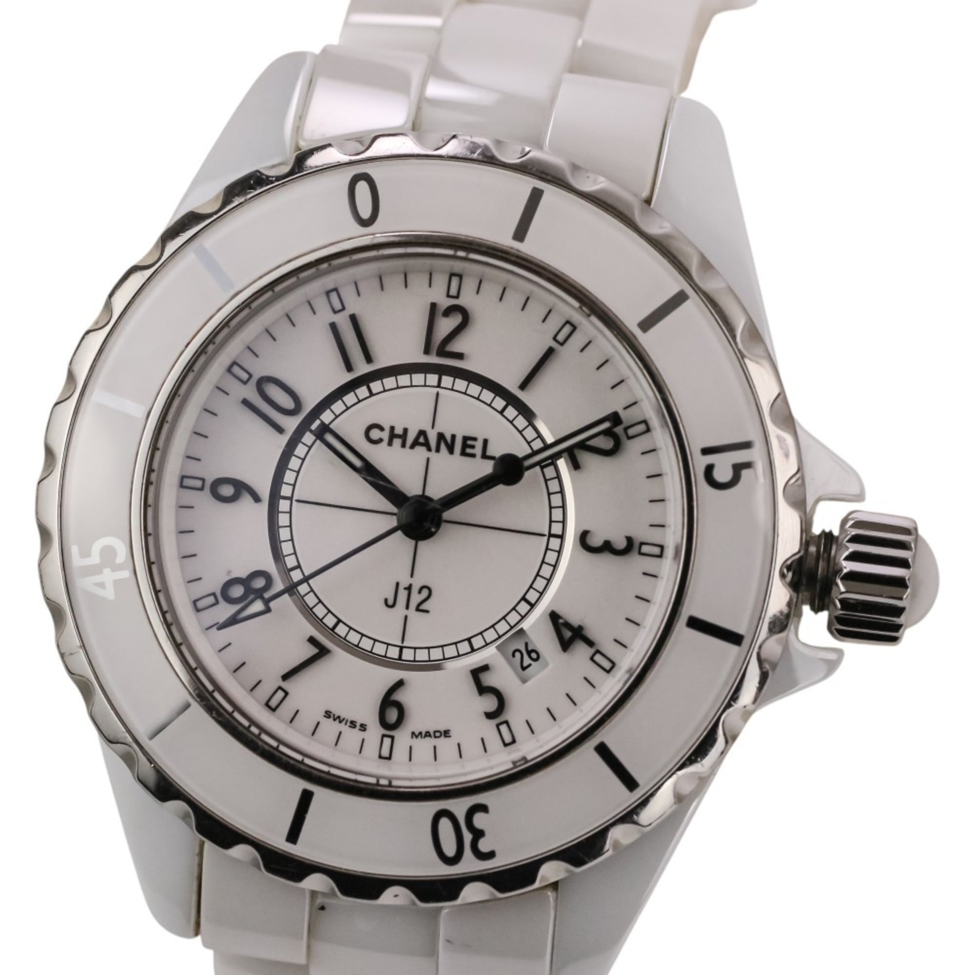 CHANEL J12 White Ceramic Quartz Watch H0968 Dial Women\'s