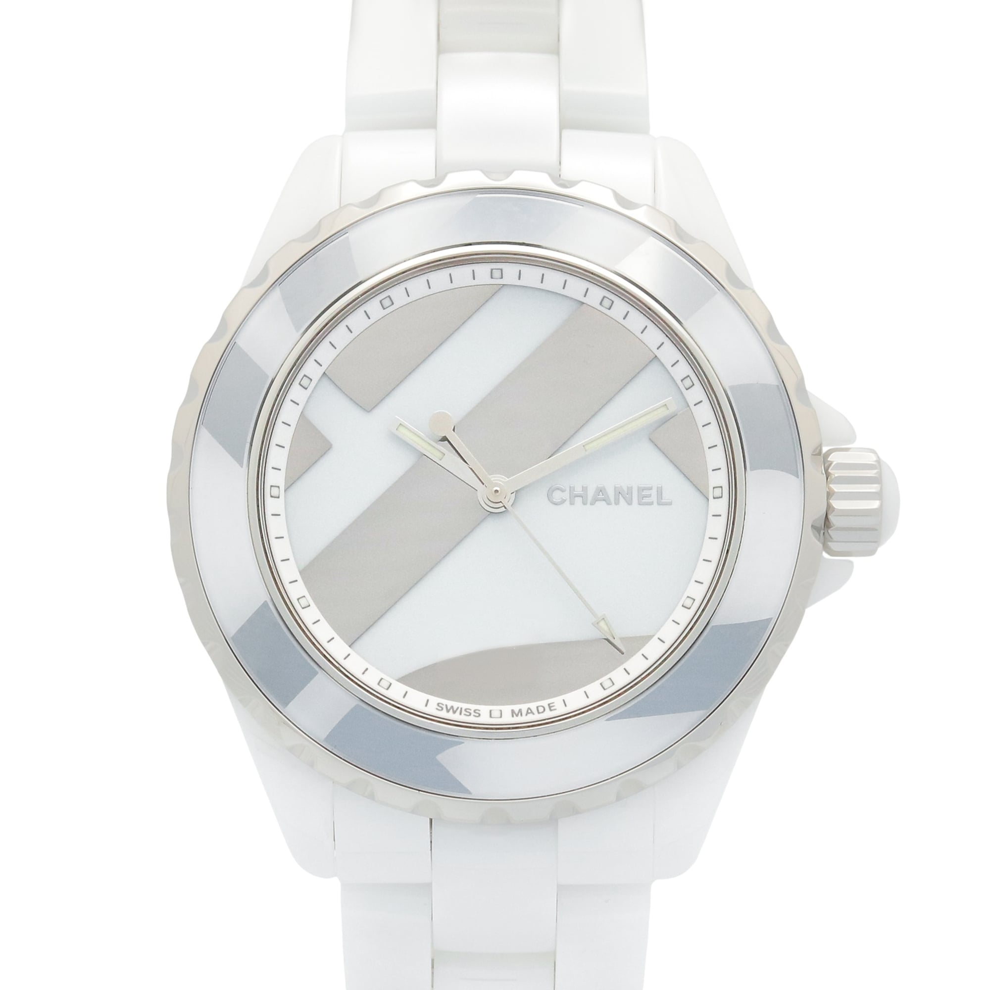 Chanel J12 Untitled Ceramic Men\'s Watch, White (H5582)