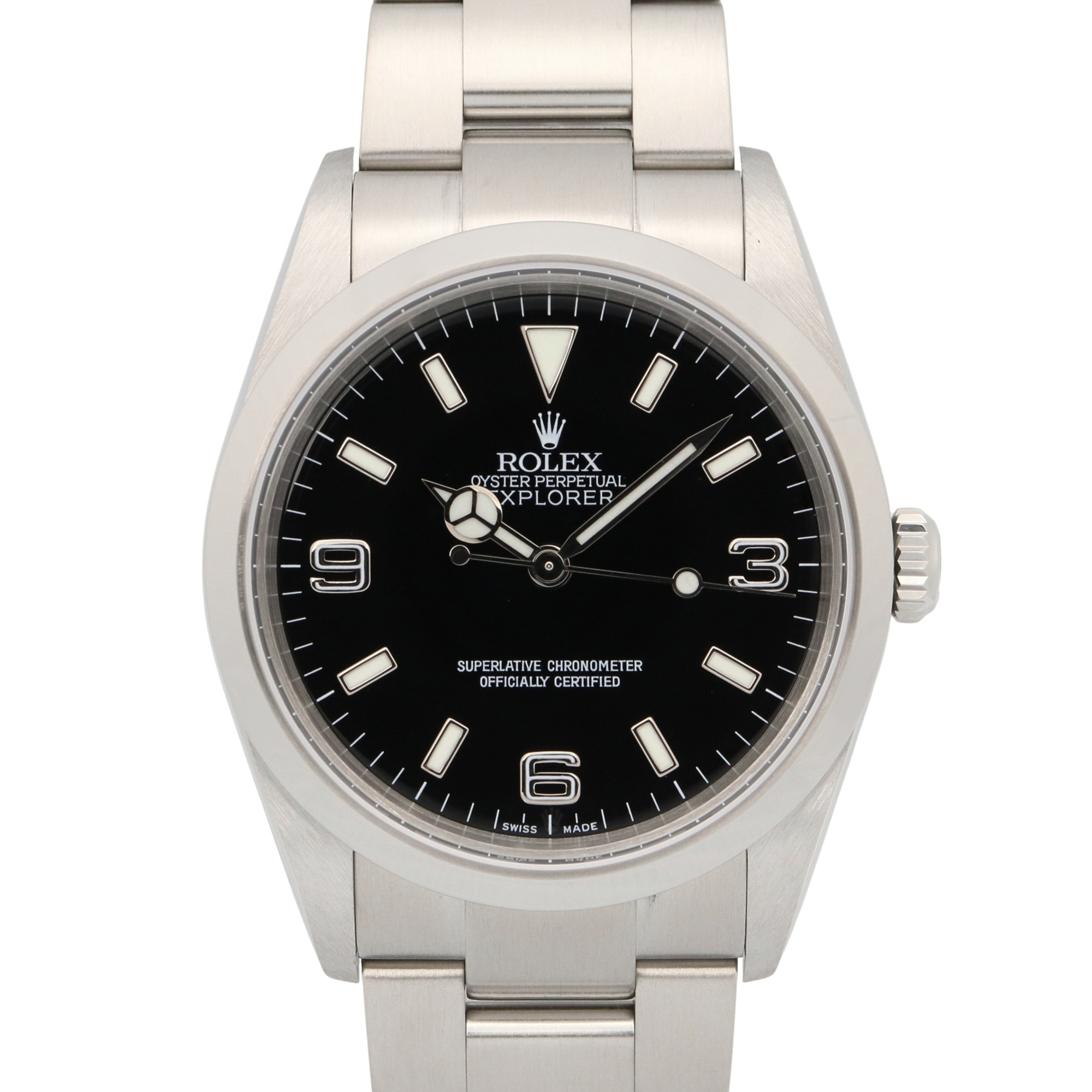 Rolex Explorer 1 F-serial watch, stainless steel, men\'s, black, 114270