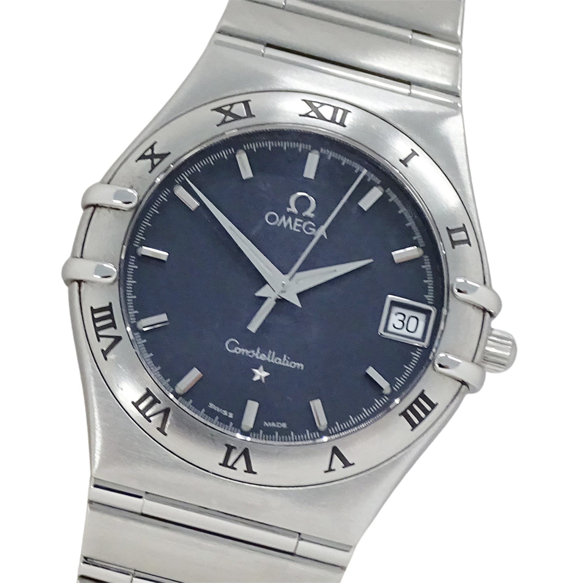 Omega Constellation 1512.40 Men\'s Watch, Brand Name, Date, Quartz, Stainless Steel (SS), Silver/Navy