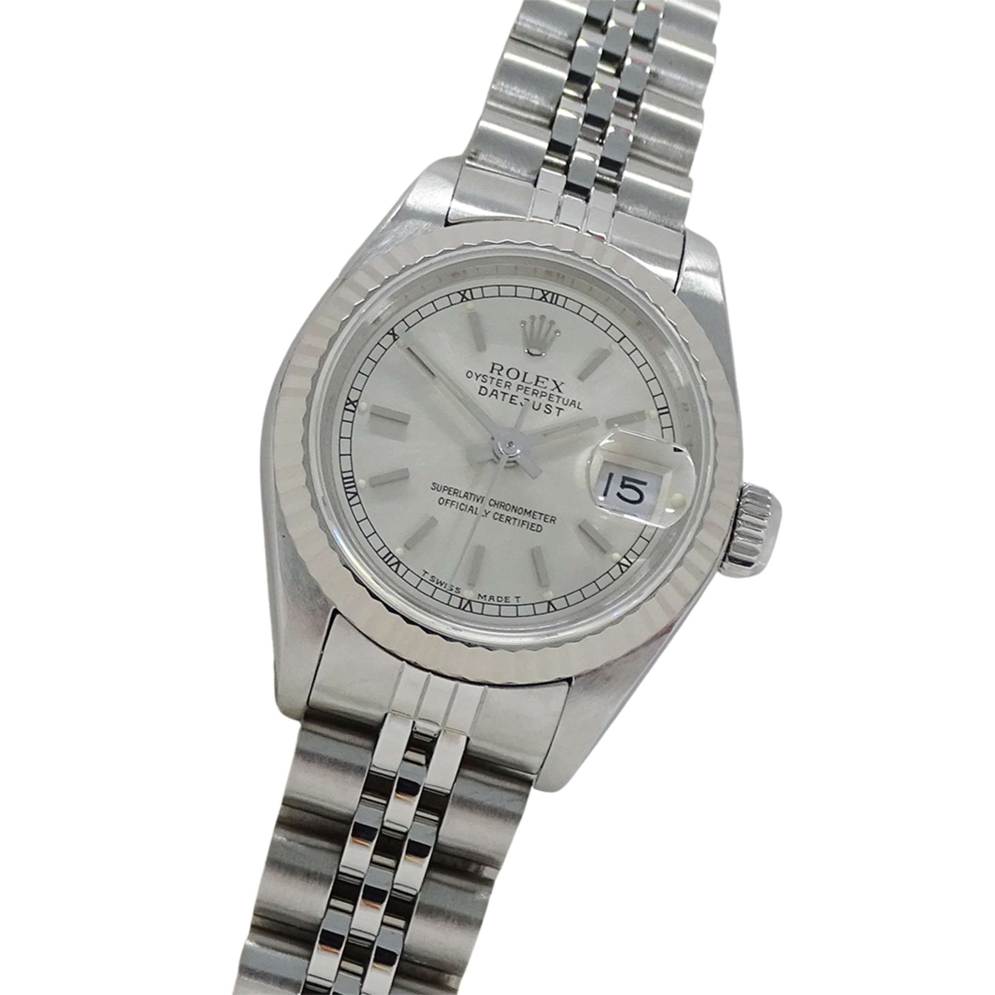 Rolex Datejust 69174 L-series Women\'s Watch, Brand, Automatic Movement, Stainless Steel (SS), White Gold (WG), Silver