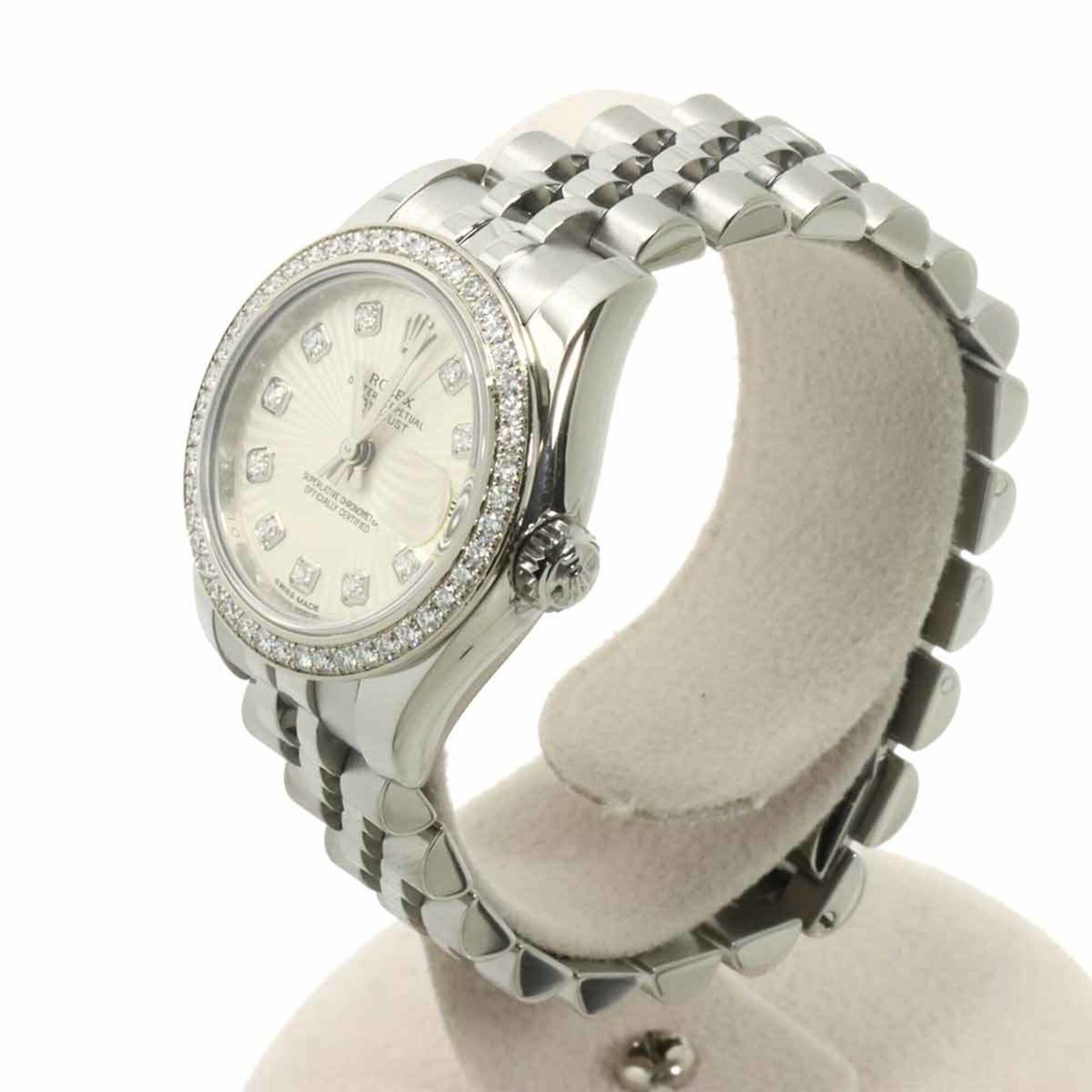 Rolex Datejust 179384G G-serial Roulette Diamond Bezel Ladies\' Watch 10P Diamonds Silver 18KWG Automatic Movement