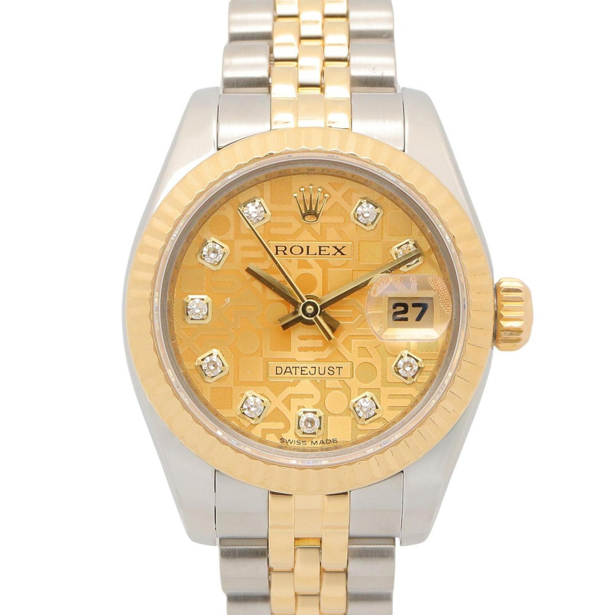 Rolex Datejust 10P Diamond Z-serial Champagne Computer New Watch 18K (Yellow Gold) Stainless Steel Ladies Gold Tone 179173G