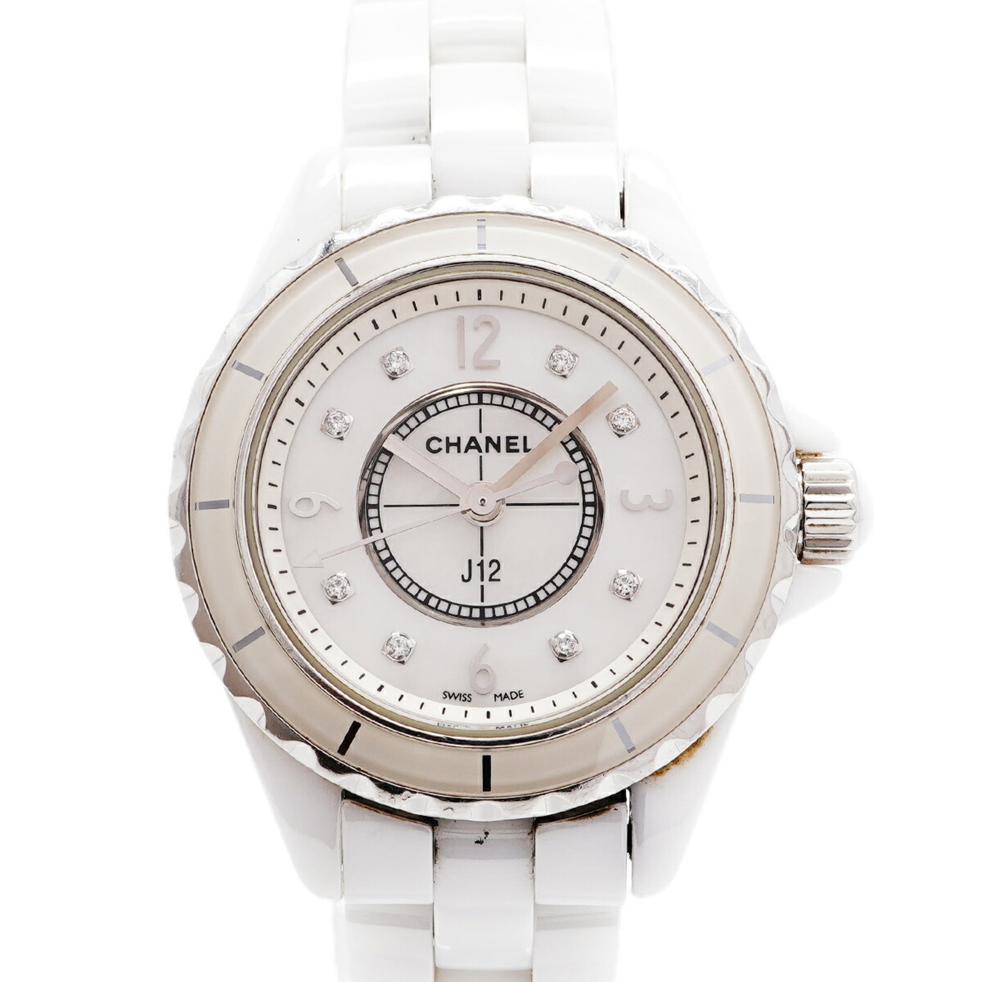 Chanel J12 8P Diamond H2570 White Dial Women\'s Watch