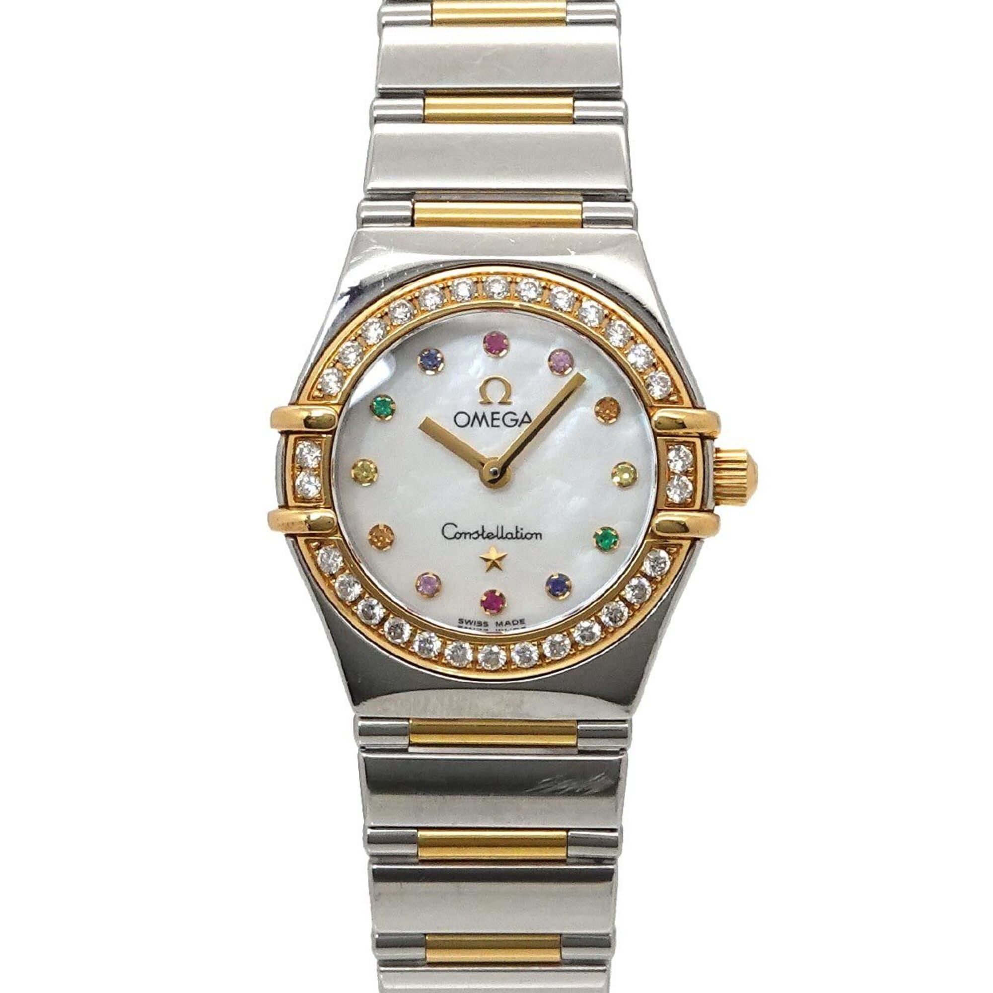 Omega Constellation Mini My Choice Iris Two-Tone 1365 79 Diamond Bezel Ladies\' Watch White Shell 18K Yellow Gold Quartz