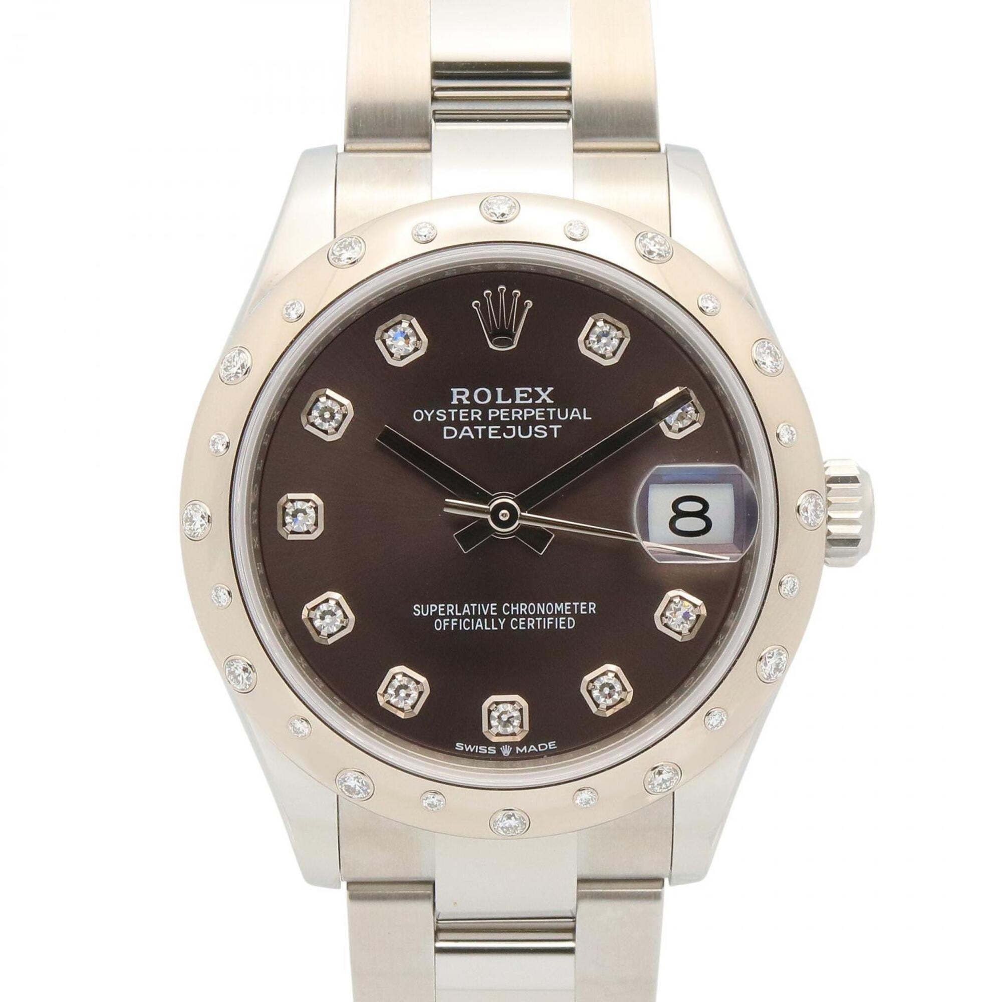 Rolex Datejust 20P Diamond Bezel 10P NP Watch 18KWG (White Gold) Stainless Steel Men\'s Women\'s Gray Silver Tone 278344RBR