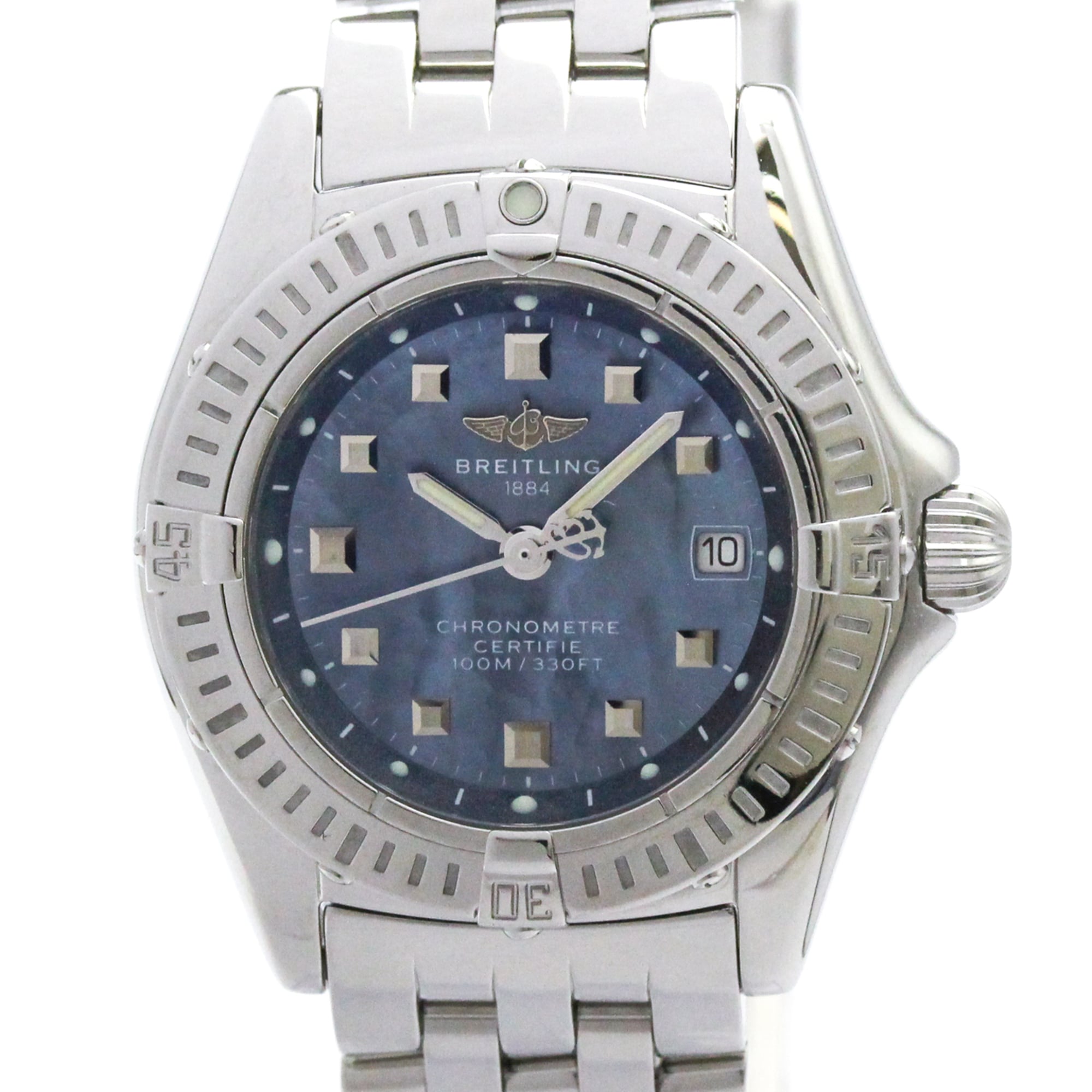 BREITLING Callistino Blue MOP Dial Steel Quartz Watch A72345 Polished