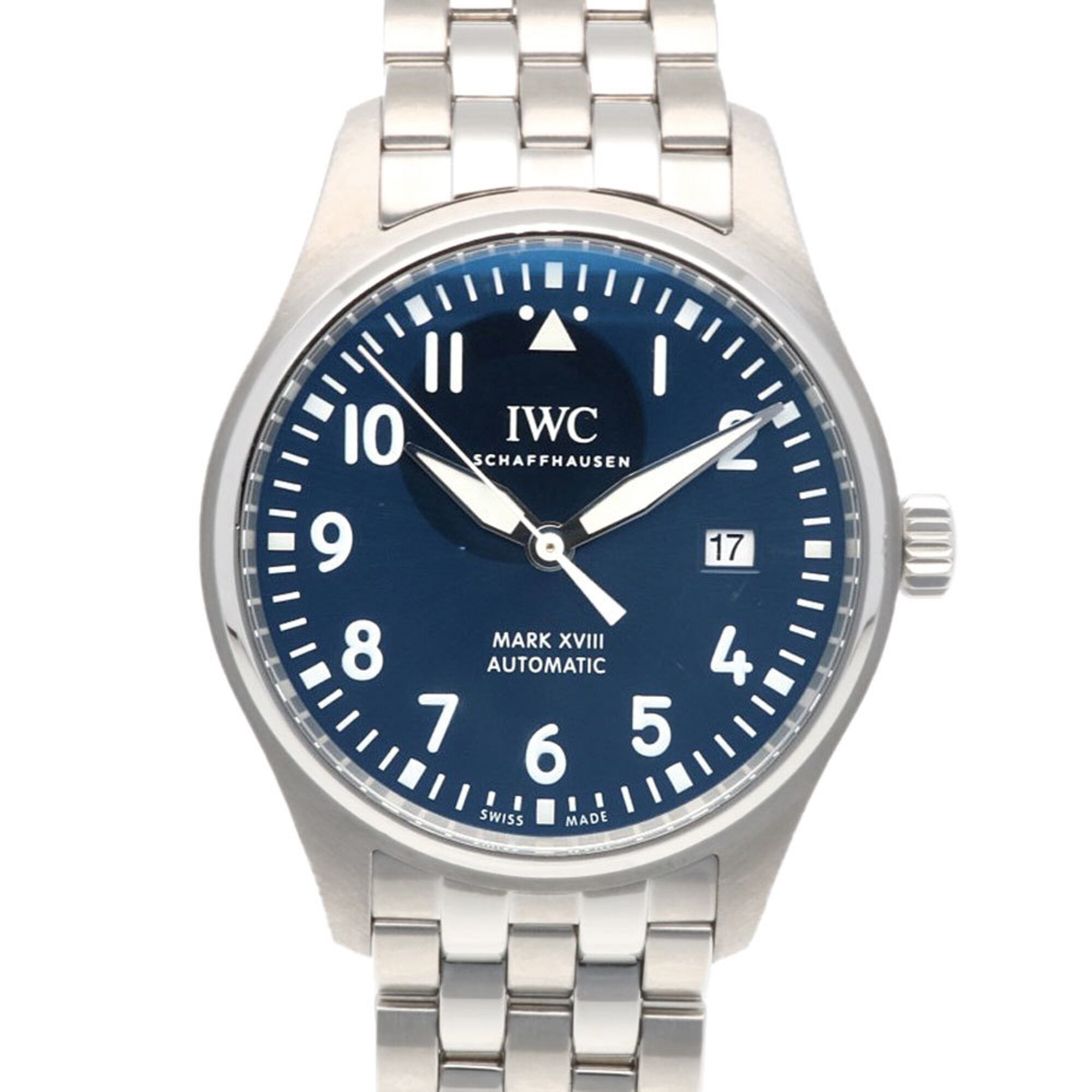 IWC Schaffhausen Pilot\'s Watch Mark 18 Wristwatch, Stainless Steel, IW327016, Automatic Winding, Overhauled, Polished, Men\'s Watch.