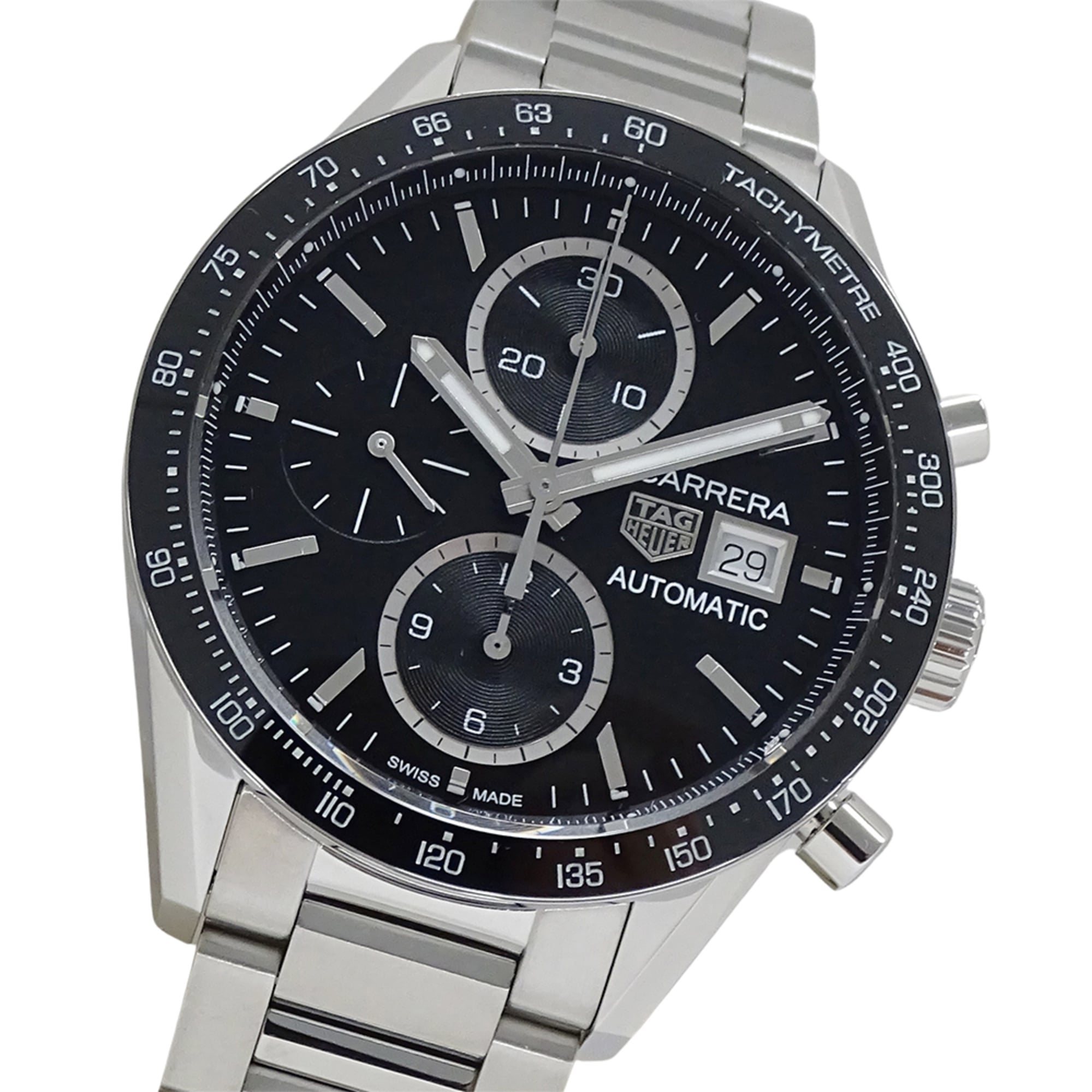 TAG Heuer Carrera CV201AJ-9 BA0715 Men\'s Watch, Brand Name, Caliber 16 Chronograph, Automatic, Stainless Steel (SS), Silver & Black.
