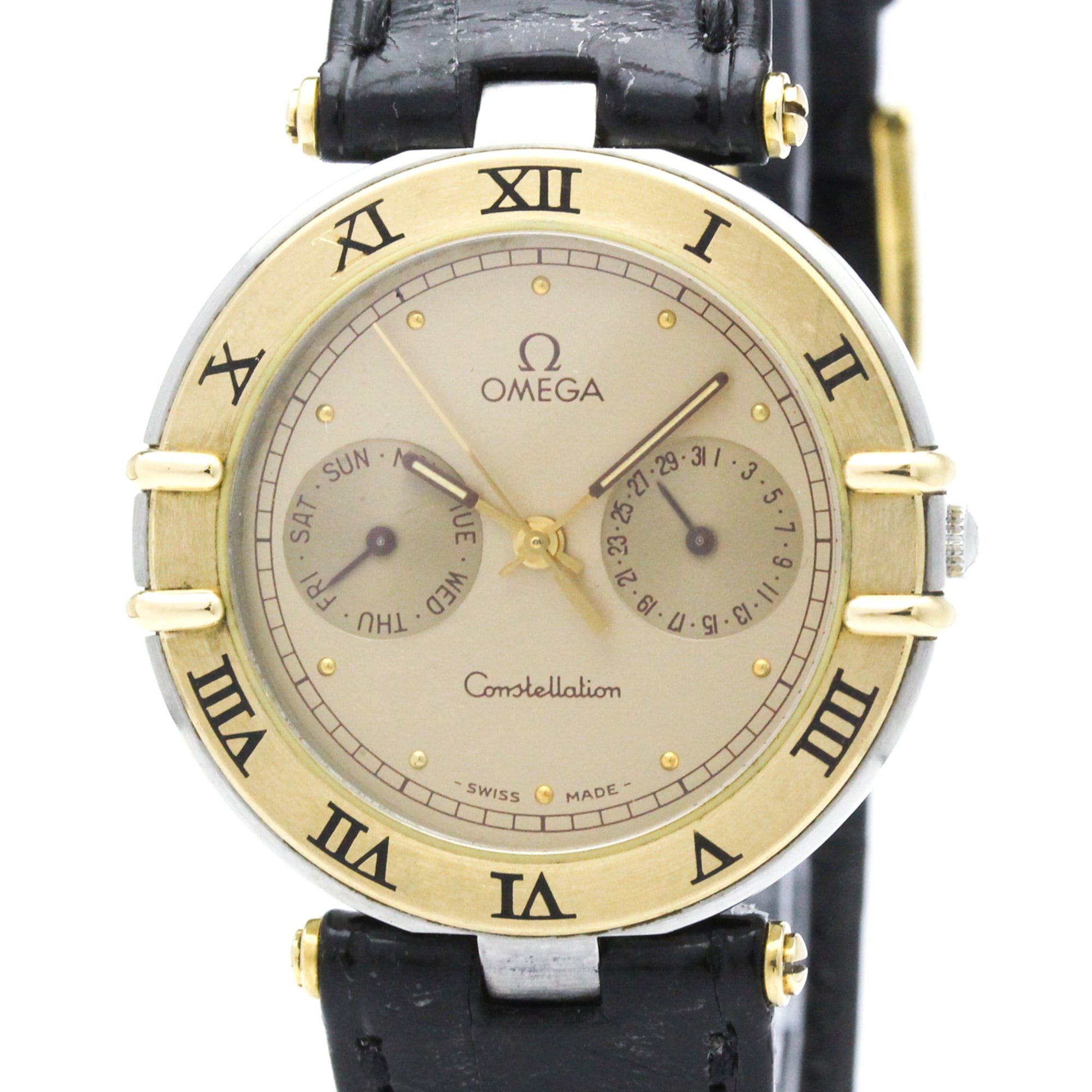 OMEGA Constellation Day date 18K Gold Quartz Watch 196.1070 Polished