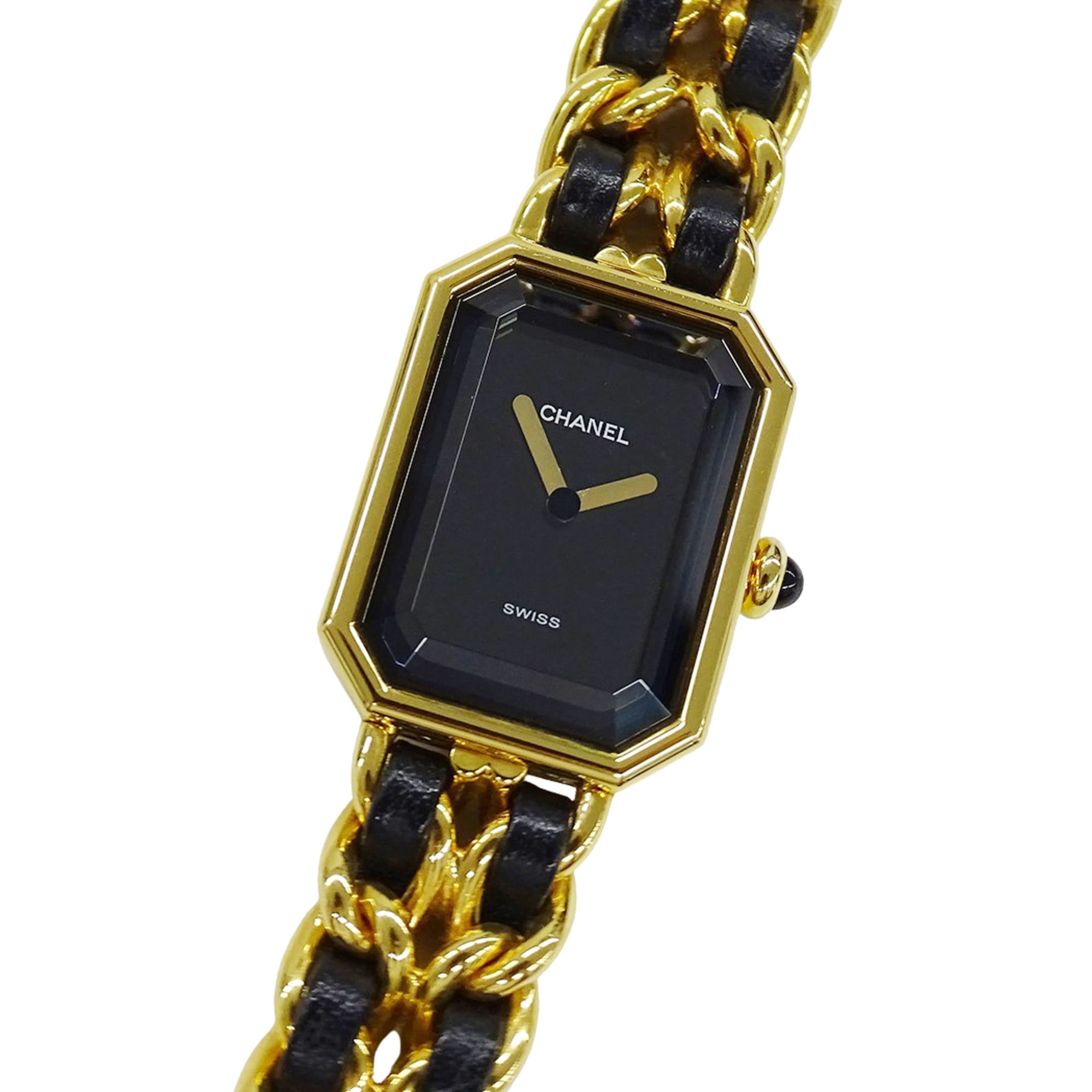 Chanel CHANEL Women\'s Watch, Brand: Première Quartz QZ GP Leather, Size M, H0001, Square, Gold, Black