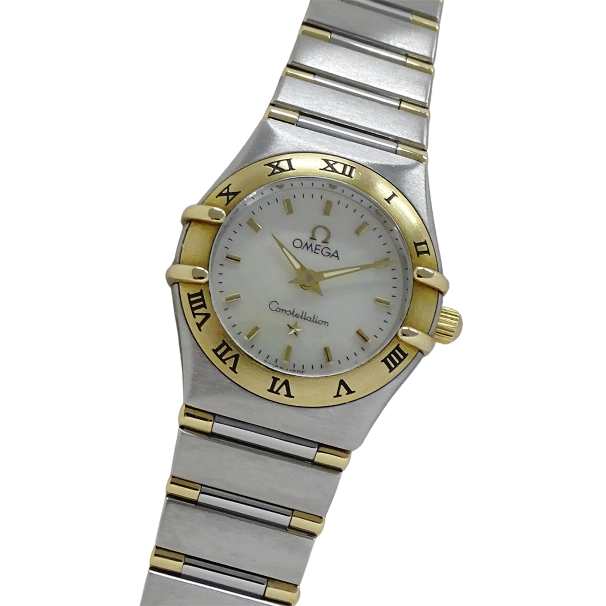 Omega Constellation Mini 1362.70 Women\'s Watch, Brand Name, Shell Case, Quartz Movement, Stainless Steel (SS) and Gold (YG) Combination, Half Bar Case