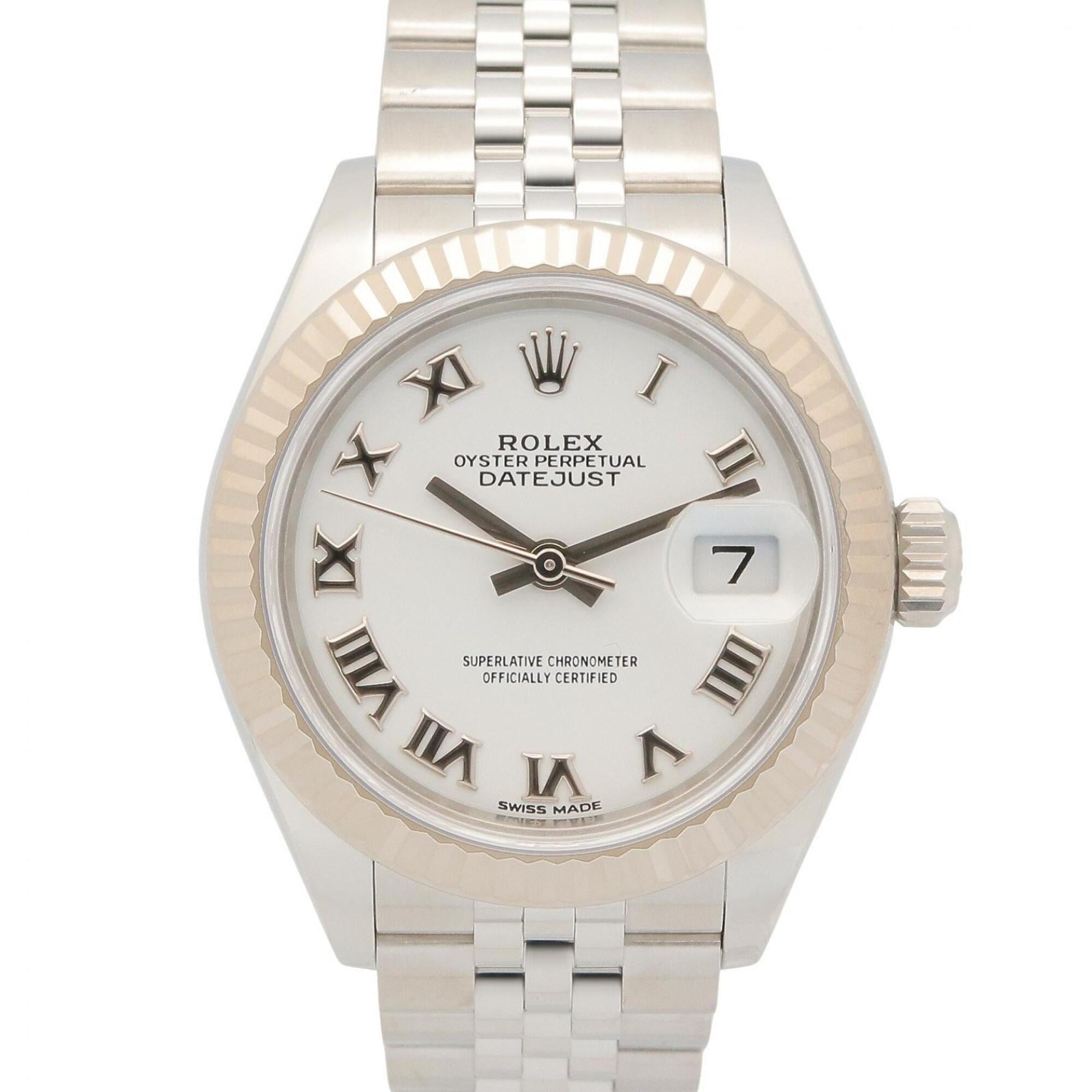 Rolex Datejust Random Serial Number White Roman Numerals Watch 18KWG (White Gold) Stainless Steel Ladies White/Silver 279174