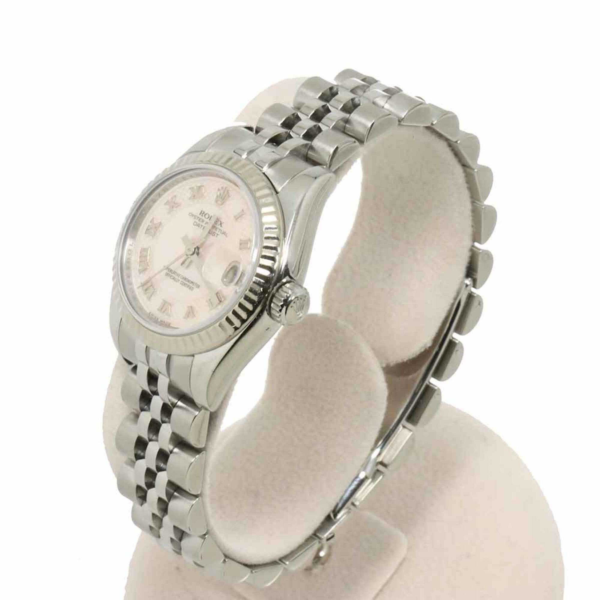 Rolex Datejust 179174NRD Z-serial Roulette Ladies\' Watch Pink Shell 18KWG White Gold Automatic Self-winding