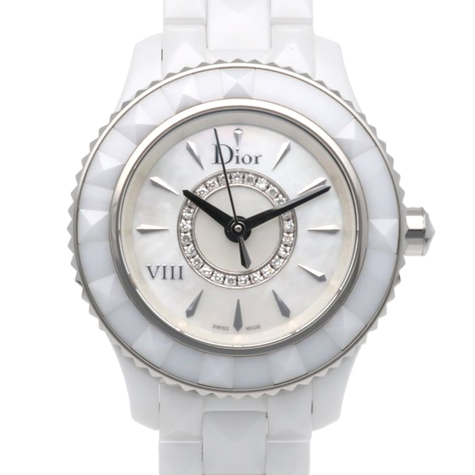 Dior watch, stainless steel, quartz, ladies\', diamond, mother-of-pearl dial, CD1221E2.