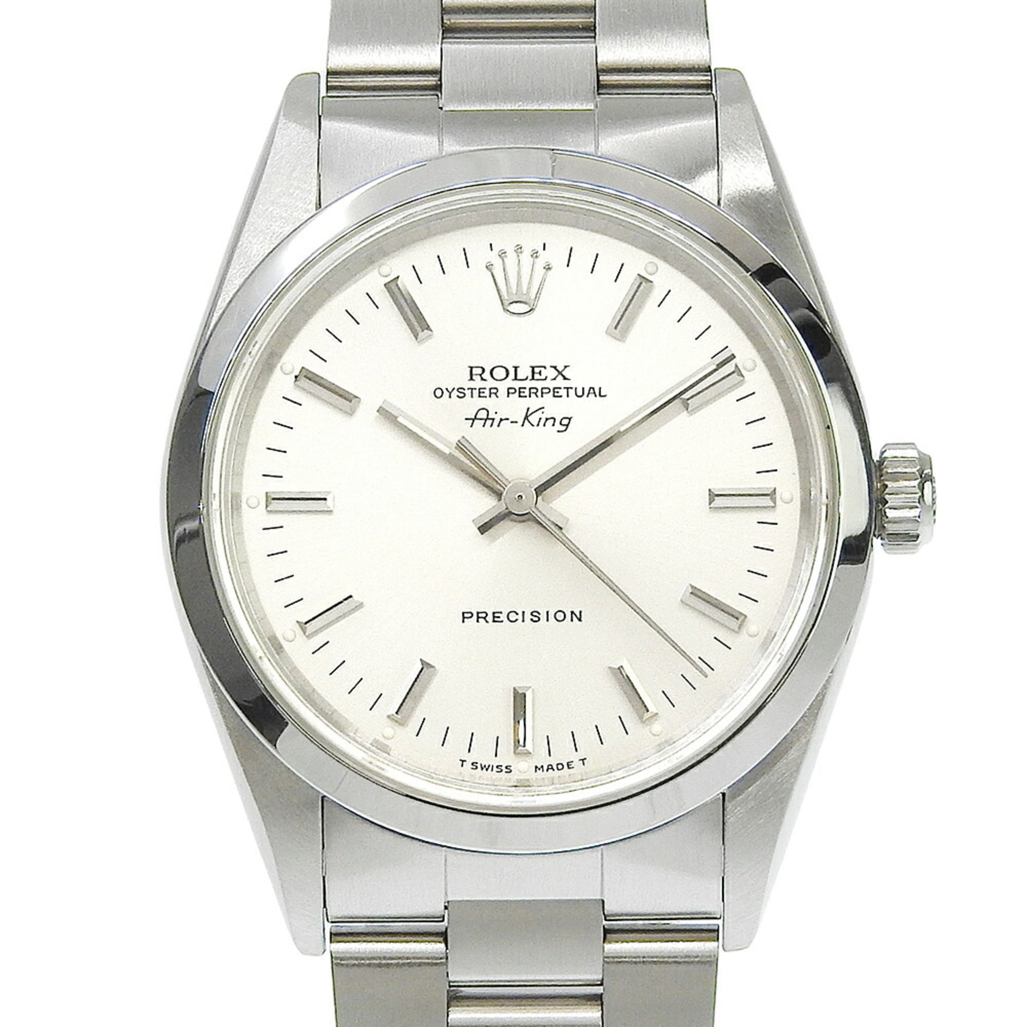 Rolex Air-King 14000 E-serial, silver dial, stainless steel, automatic movement, approximately 34mm, men\'s wristwatch.